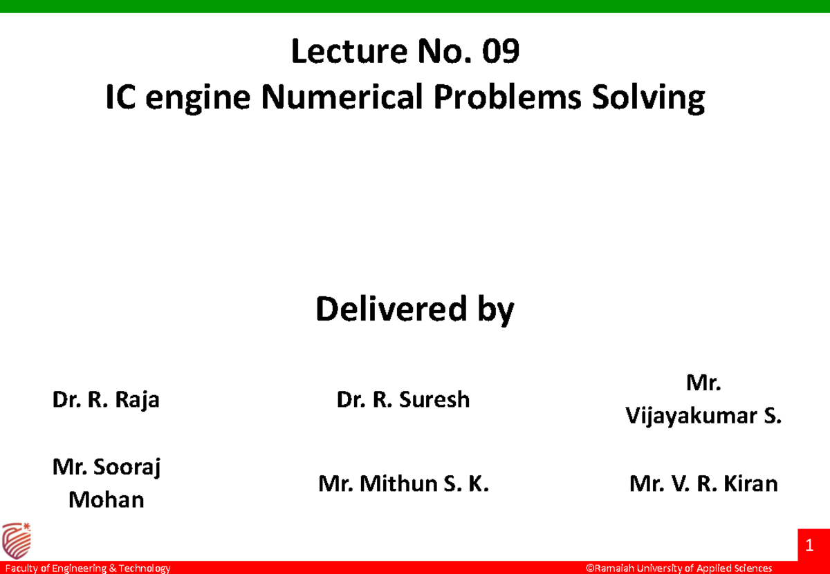 ESC101A 09 IC Engine Numerical Problem Solving Notes - Studocu