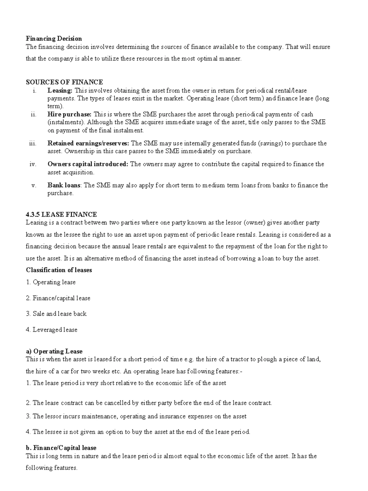 Financing Decision Notes for Business Growth Strategies - Studocu