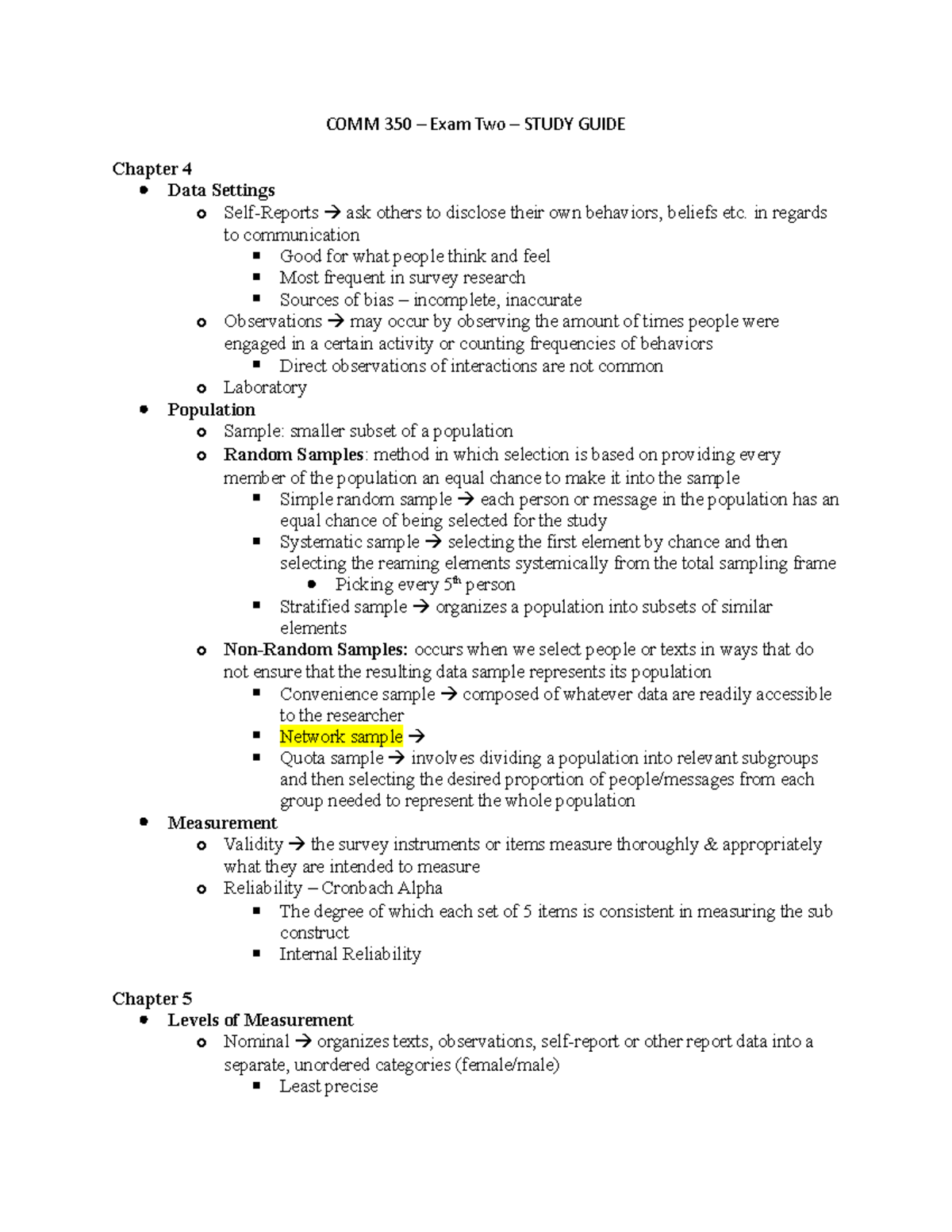 COMM 350 – Exam Two – Study Guide(1) - COMM 350 – Exam Two – STUDY ...