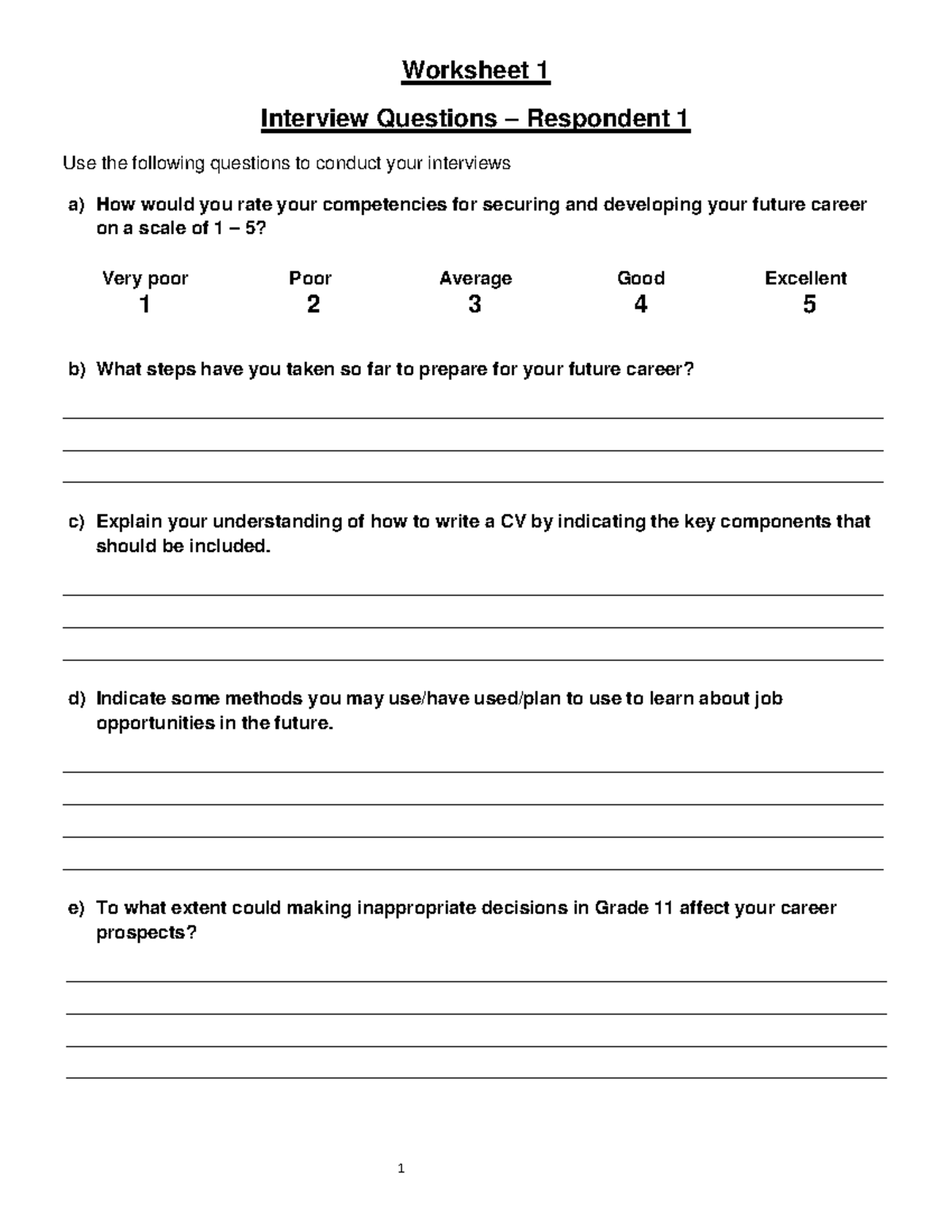 Gr11 T3 Practical Interview Component: Career Competency Assessment ...