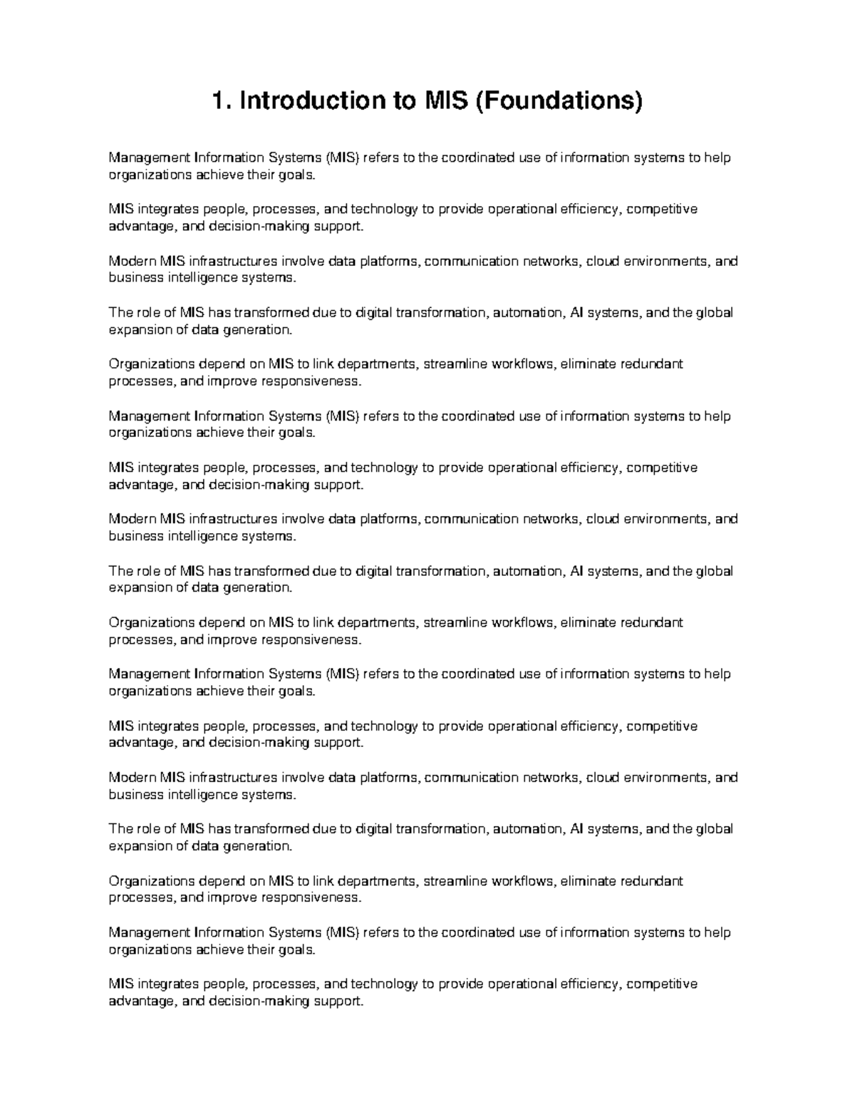 ITM100 Comprehensive Study Guide: Management Information Systems ...