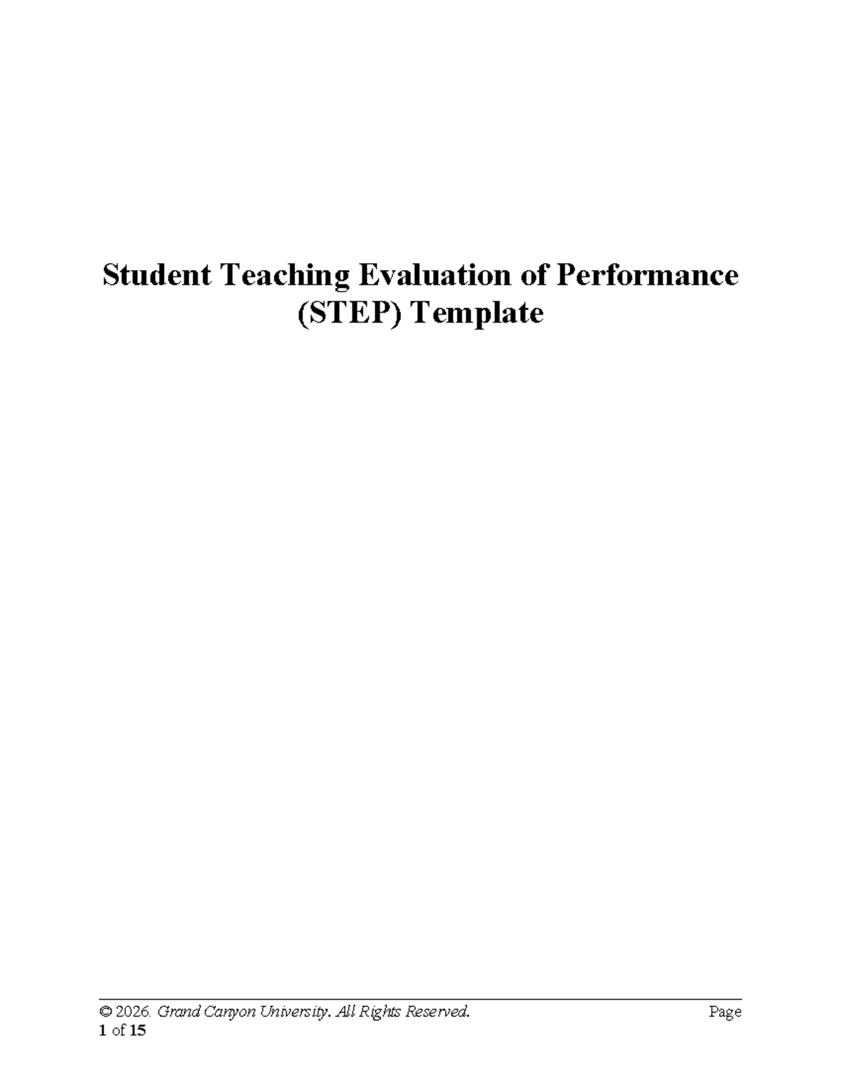 STEP Template 2026: Student Teaching Evaluation of Performance Guide ...