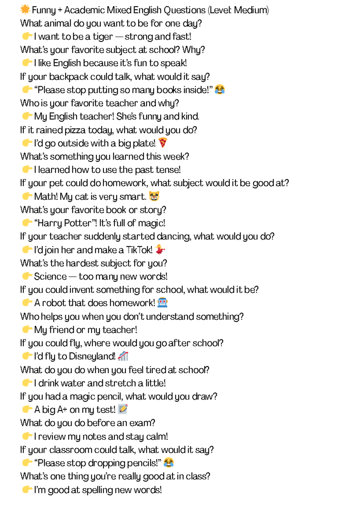 Funny Questions To Ask English Teacher