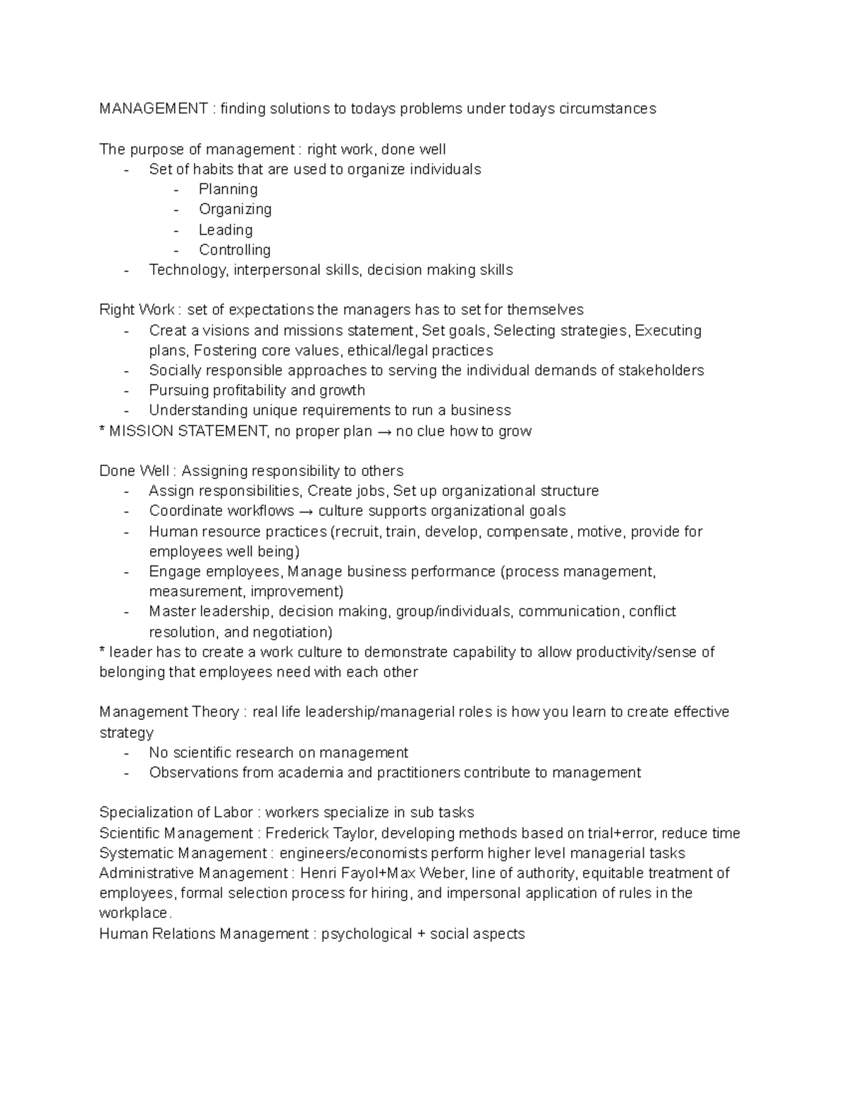 Intro to Mgmt - Study Guide 1: Solutions to Today's Management ...