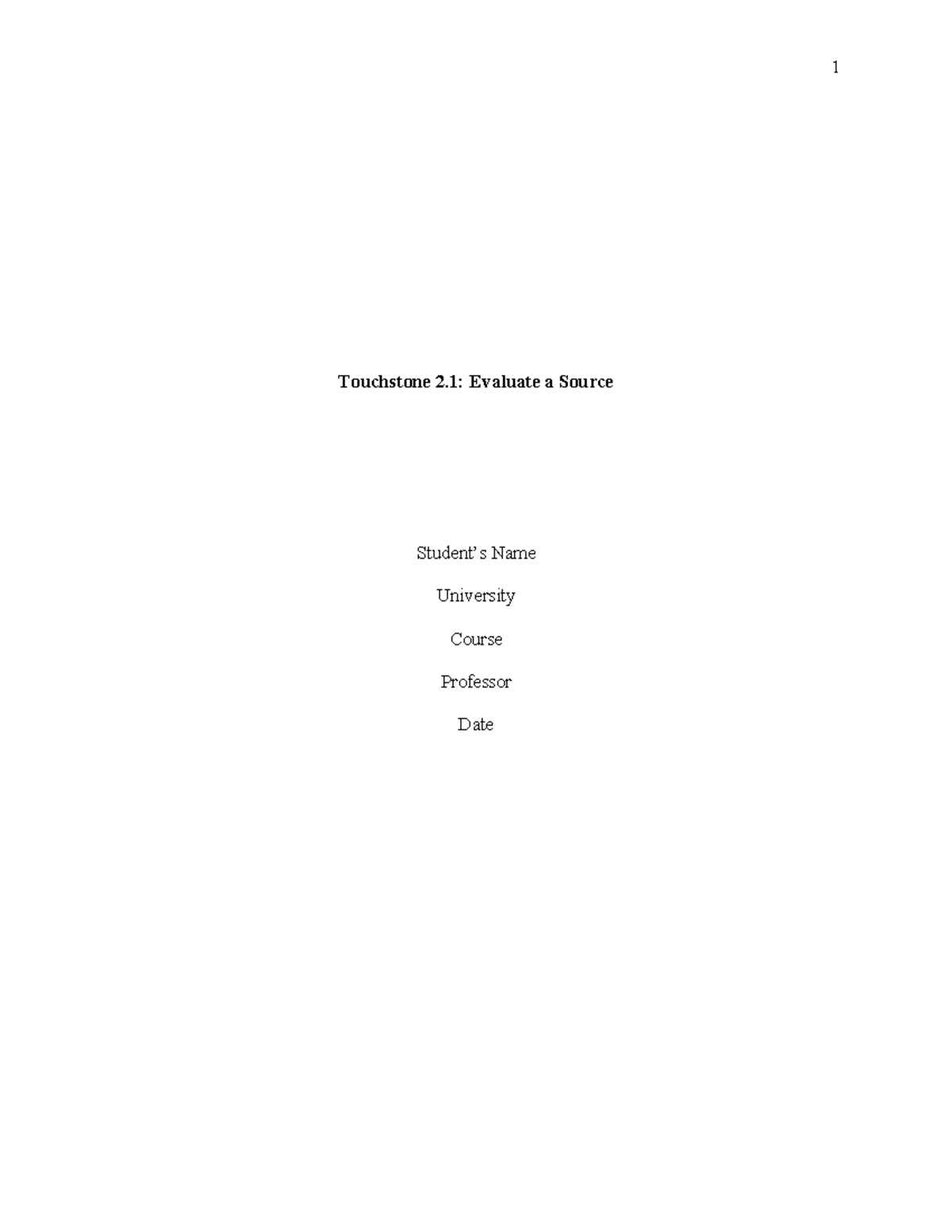 Touchstone 2.1: Evaluating Sources for Credibility in Research - Studocu