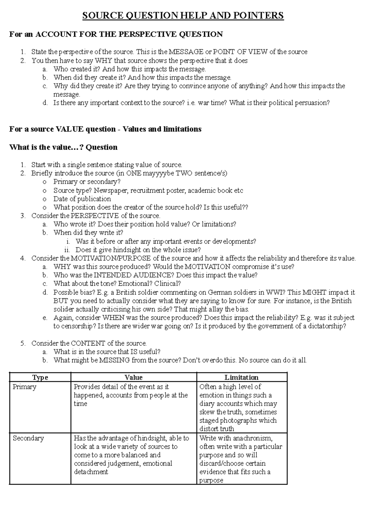 HSC 2022 Source Question Help: Analyzing Perspectives & Values - Studocu