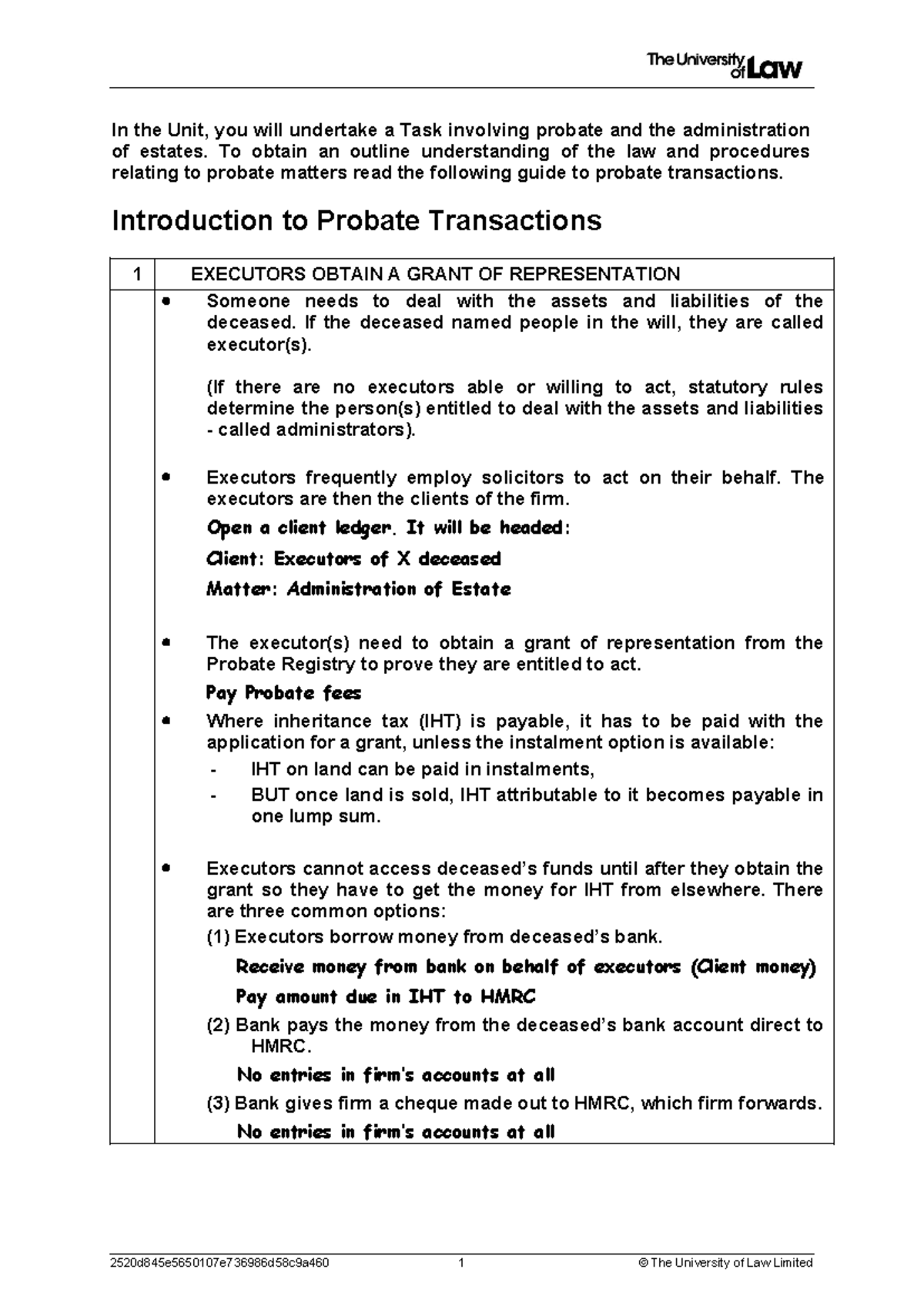 SAC Probate Transactions Guide: Executors & Estate Administration - Studocu