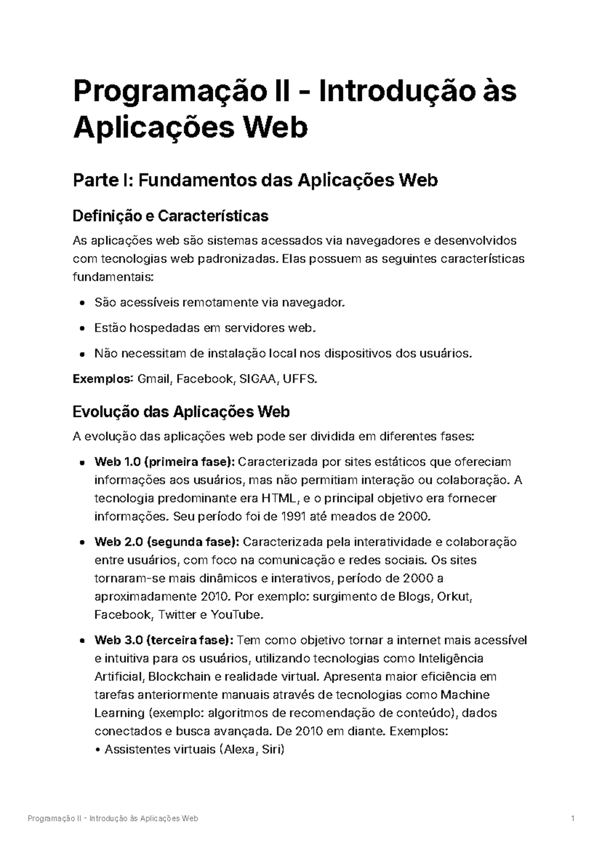 Programação II - Introdução às Aplicações Web - Programação II ...