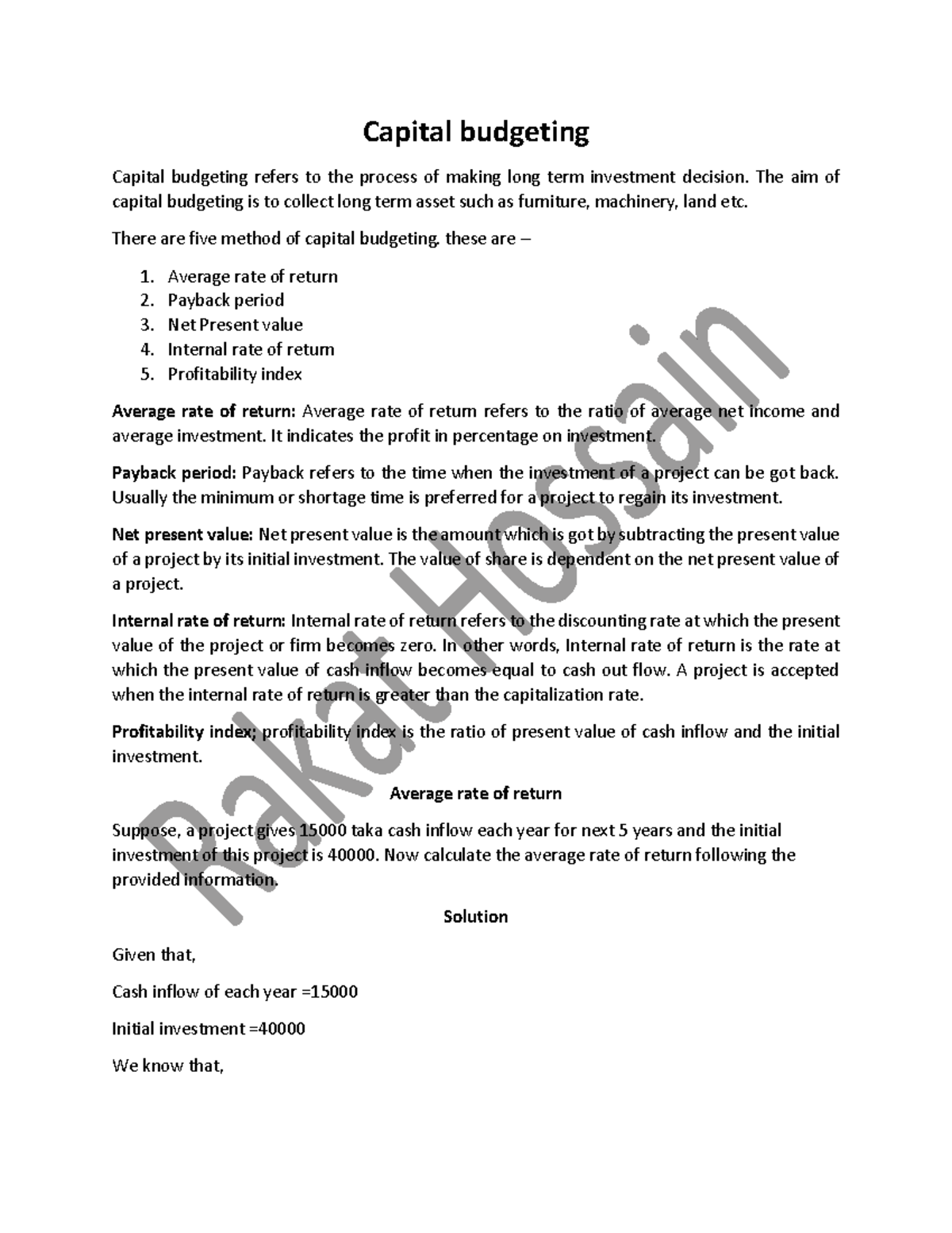 Capital budgeting - bba - Capital budgeting Capital budgeting refers to ...
