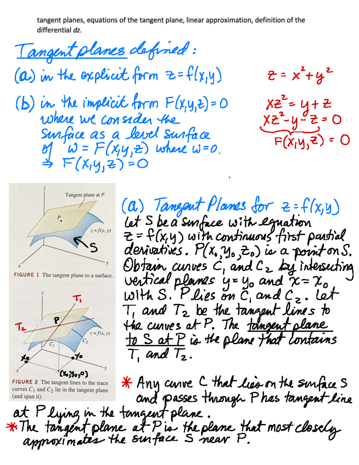 15.6 Tangent Planes and Linear Approximations - Detailed Study - Studocu
