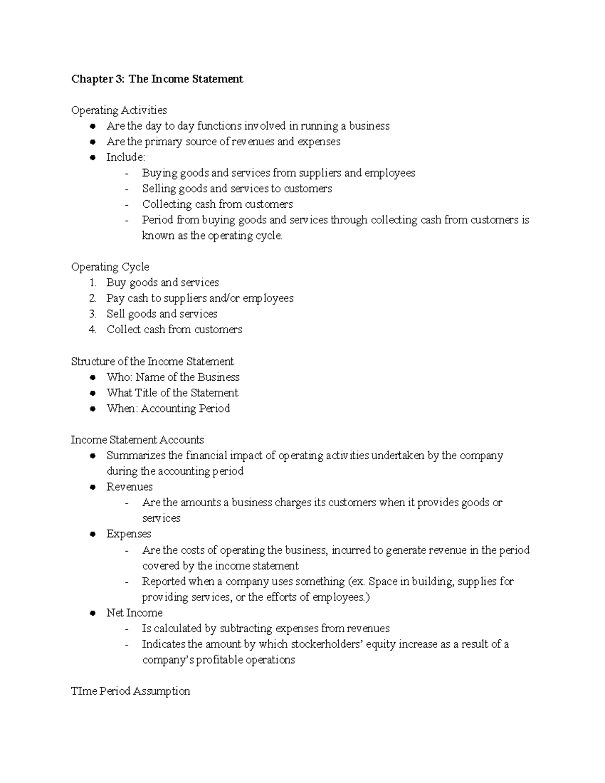 ACC 201 Chapter 3: Understanding the Income Statement and Revenue ...
