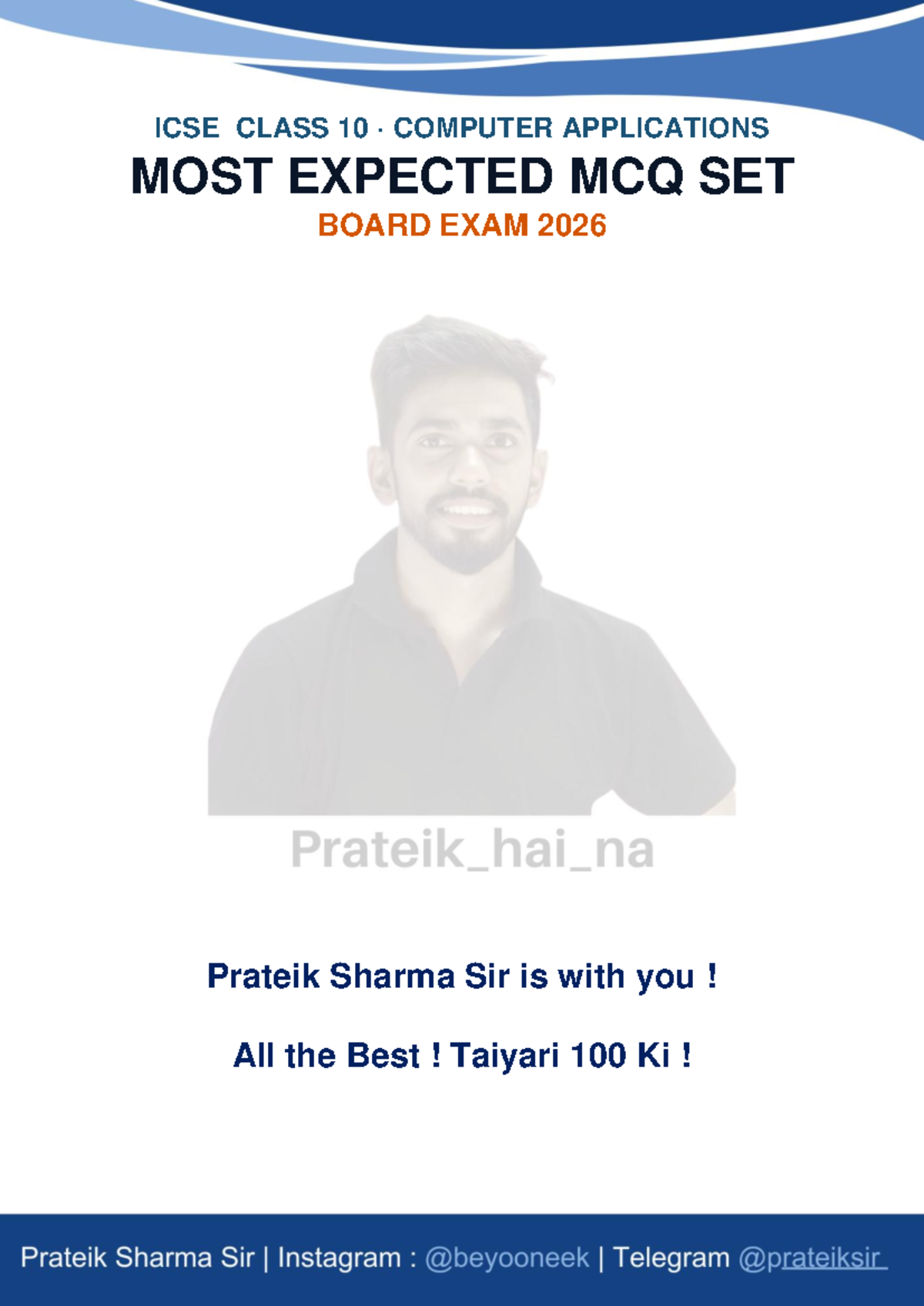 ICSE CLASS 10 COMPUTER APPLICATIONS CHAPTER WISE MCQ GUIDE 2026 - Studocu