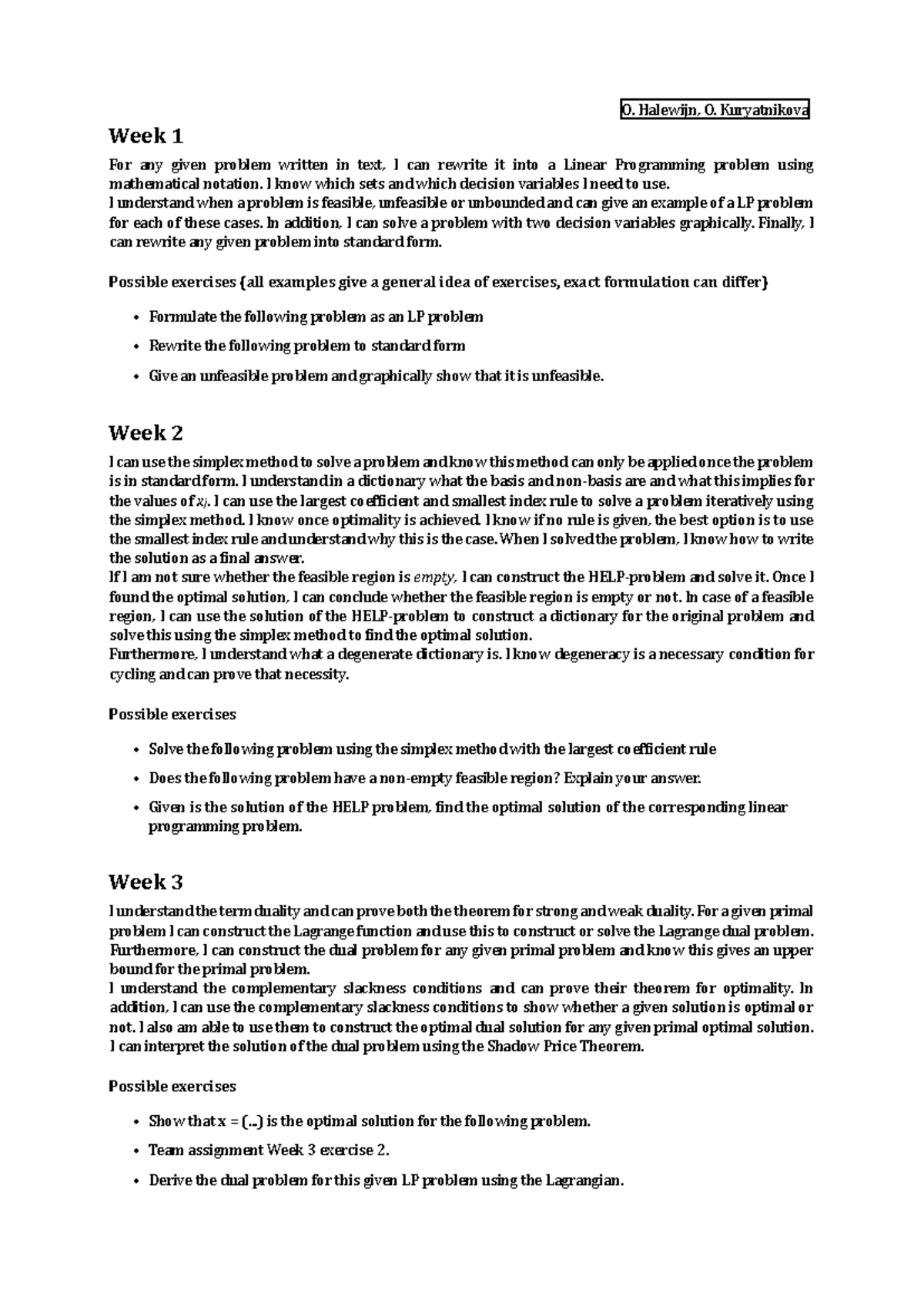 LP Overview: Week 1-3 Study Notes for Linear Programming (LP) - Studeersnel