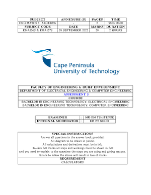 MTH156s - CPUT - Engineering Mathematics - Studocu
