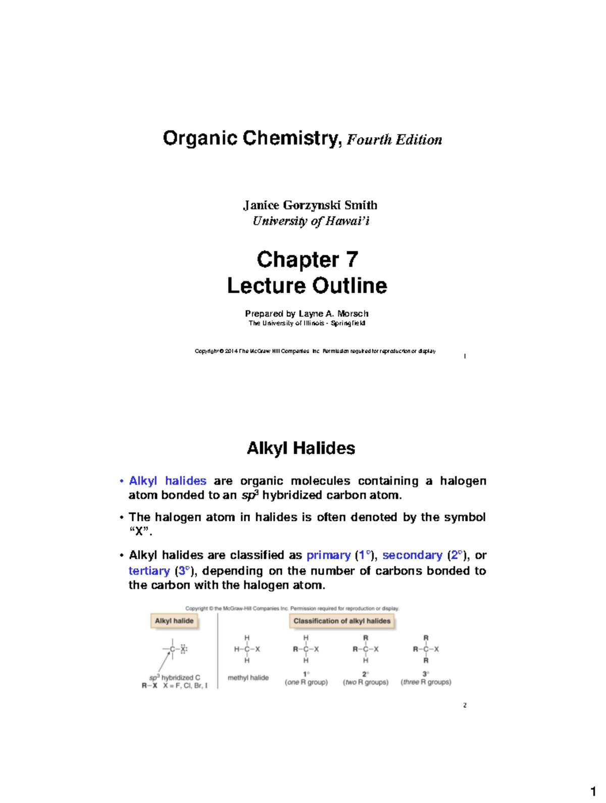 Ch07 Organic Chemistry Lecture 2: Alkyl Halides & Reactions - Studocu