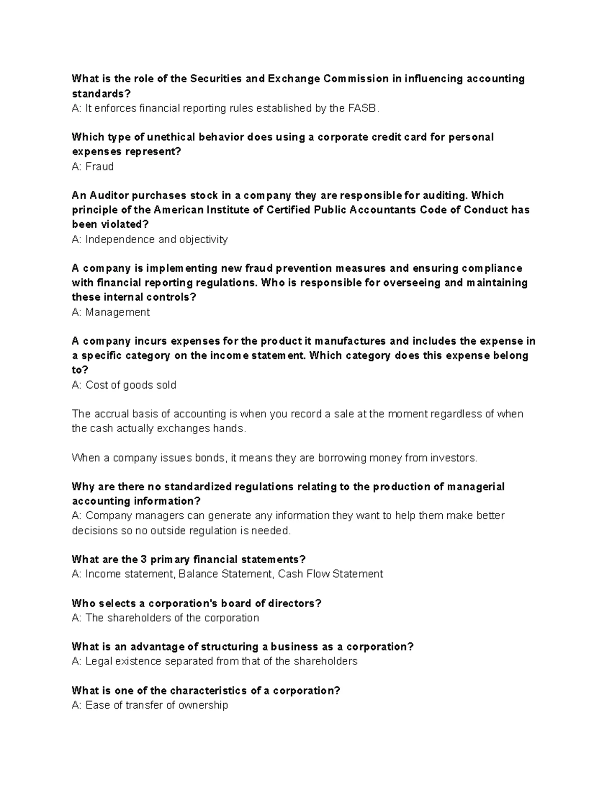 Study Guide: Financial Accounting Concepts and Principles (ACCT 101 ...