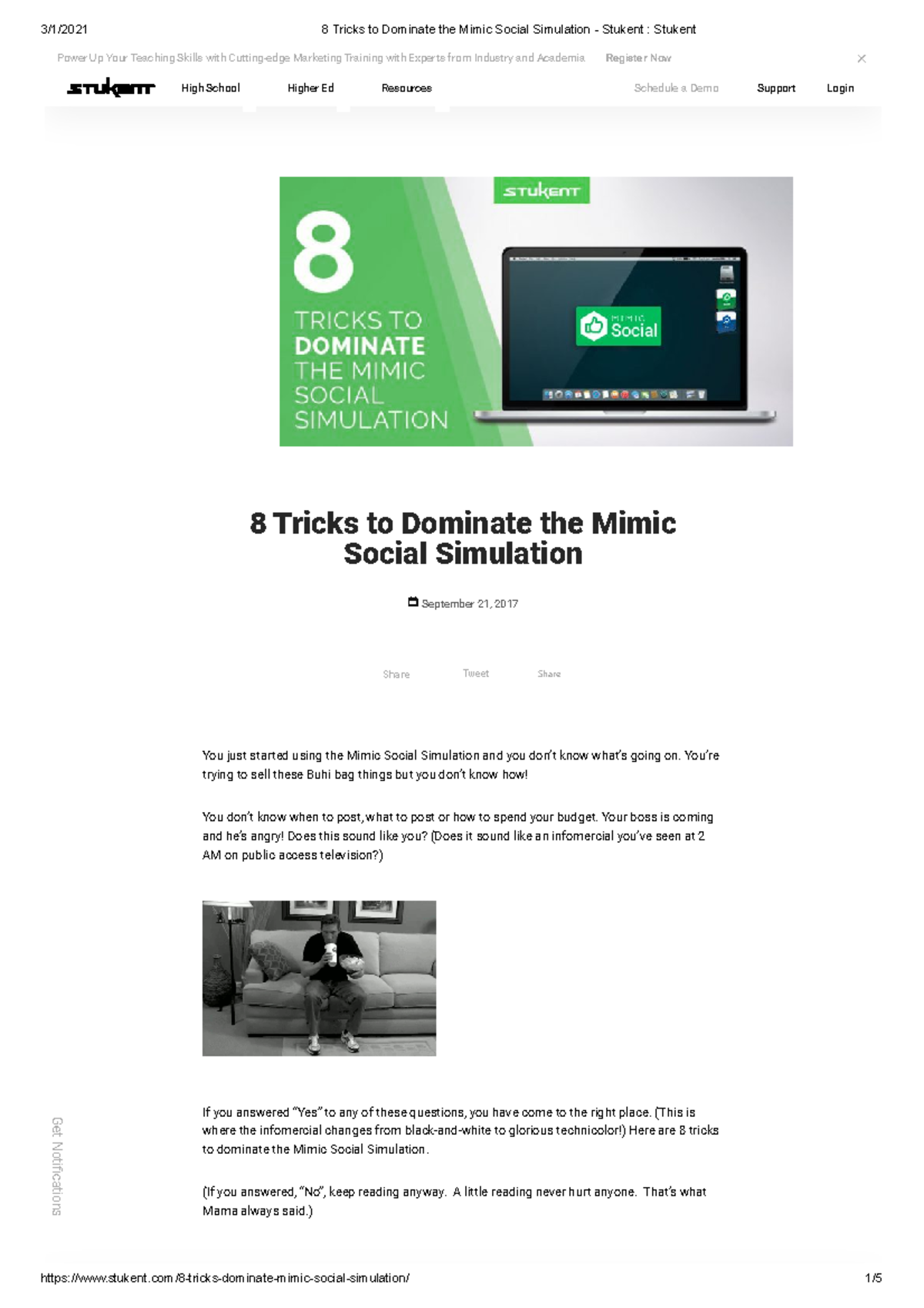 8 Strategies to Master the Mimic Social Simulation - Stukent Guide - Studocu