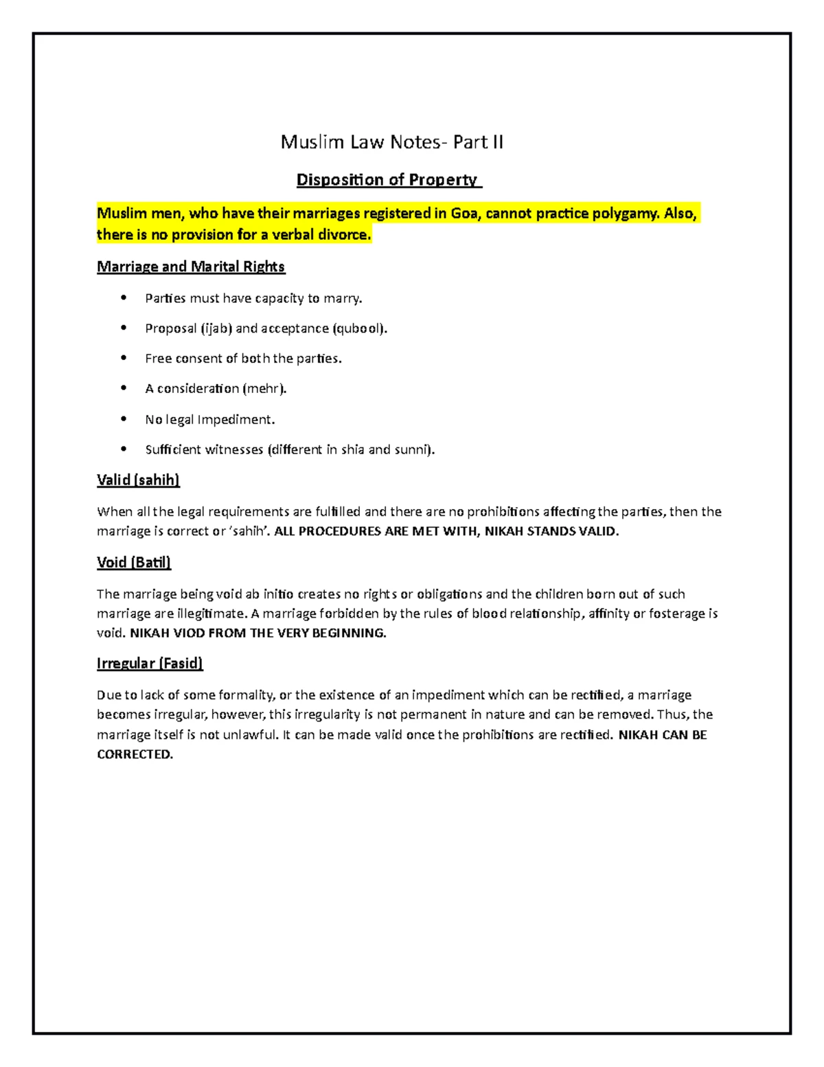 BL-6th Sem (Eng Notes) Muslim Law - (Approved by BCI affiliated to CCSU ...