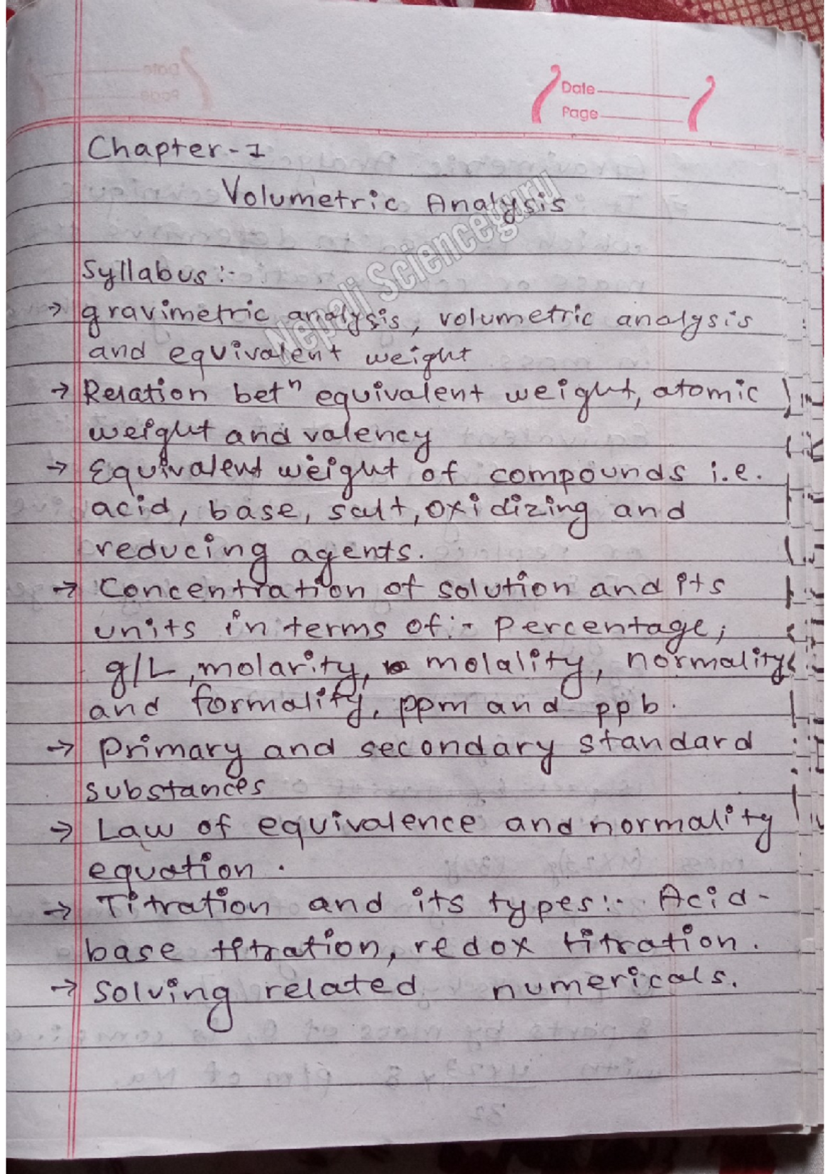 Volumetric Analysis - CH301 Lecture Notes on Concentration & Titration ...