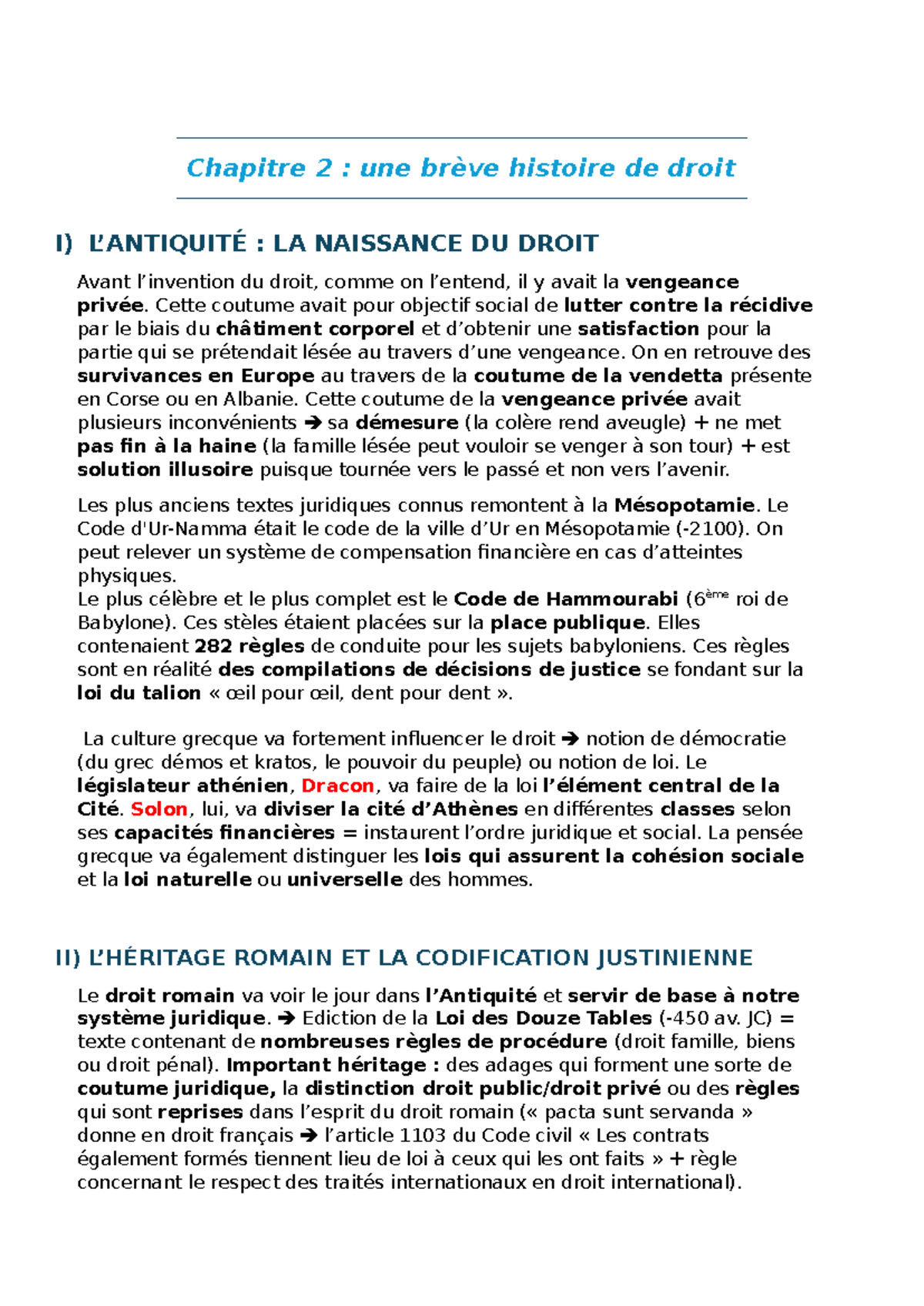 Chapitre 2 : Histoire du Droit - Cours L1 Éco-Gestion - Studocu