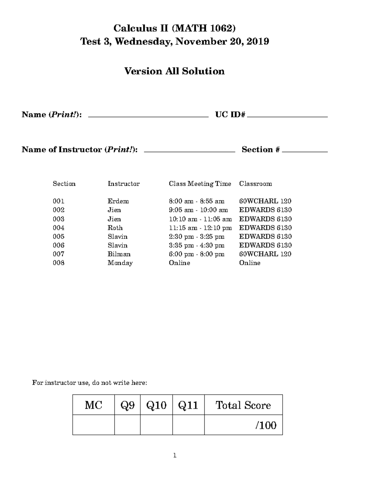 MATH 1062 Calculus II Test 3 Solutions and Answers - Studocu
