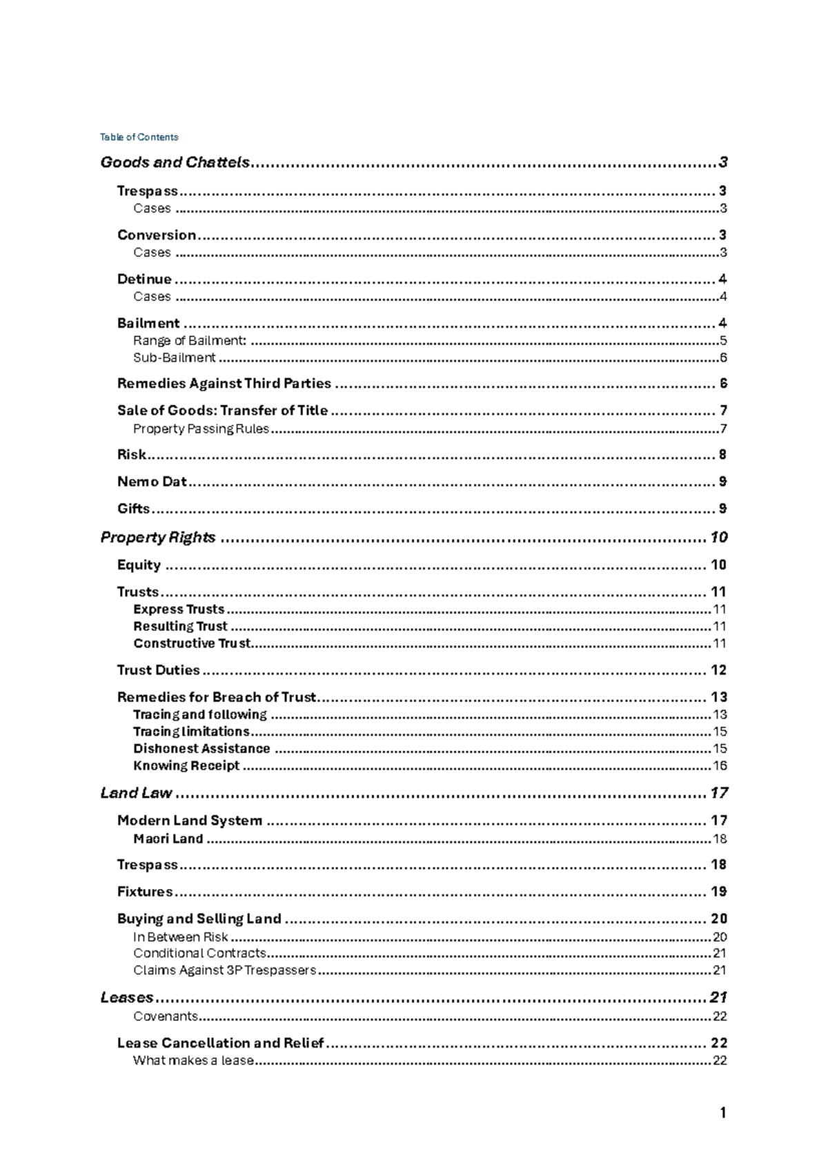 Property Law Notes (LAW101): Key Concepts and Case Summaries - Studocu