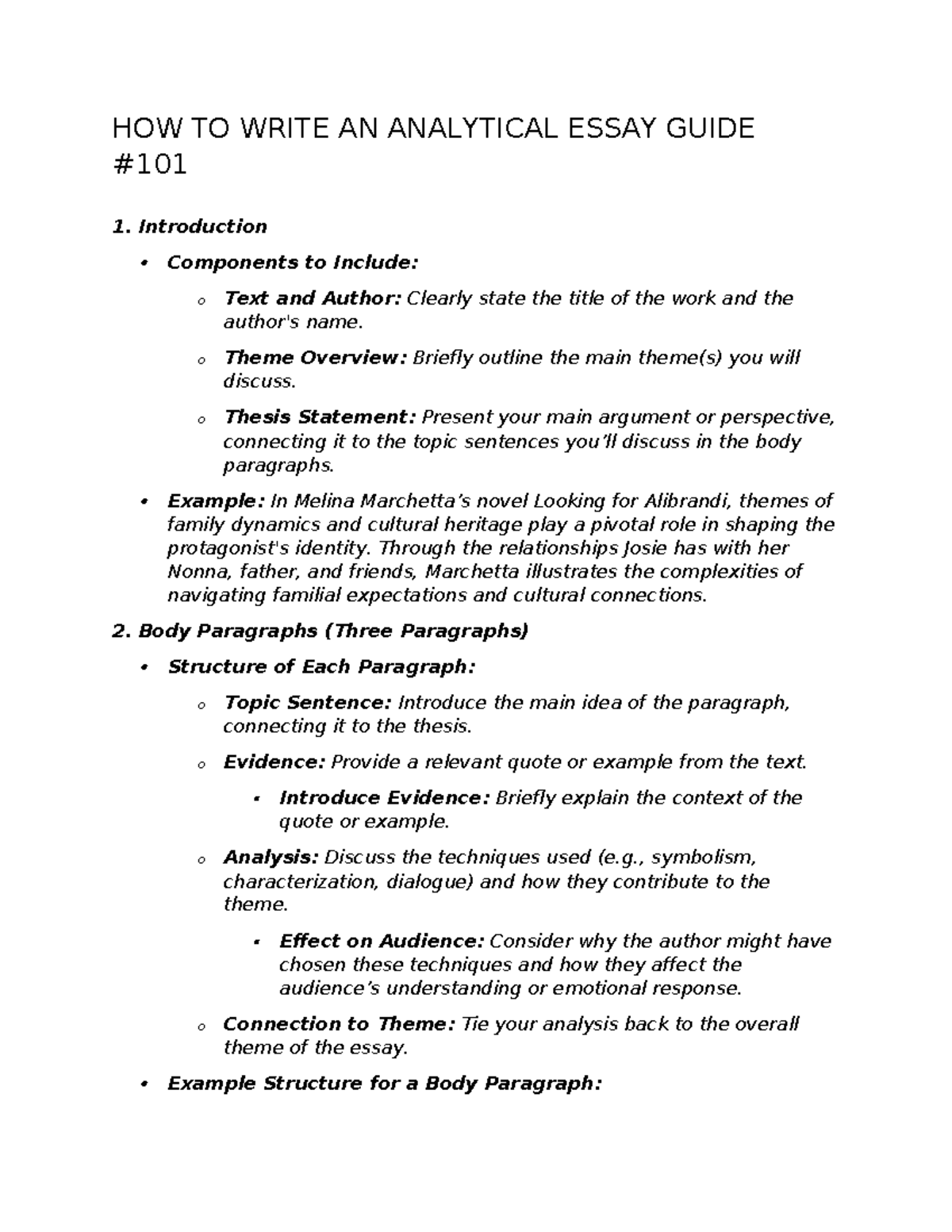 A Good Essay Guide 101: Writing an Analytical Essay Effectively - Studocu