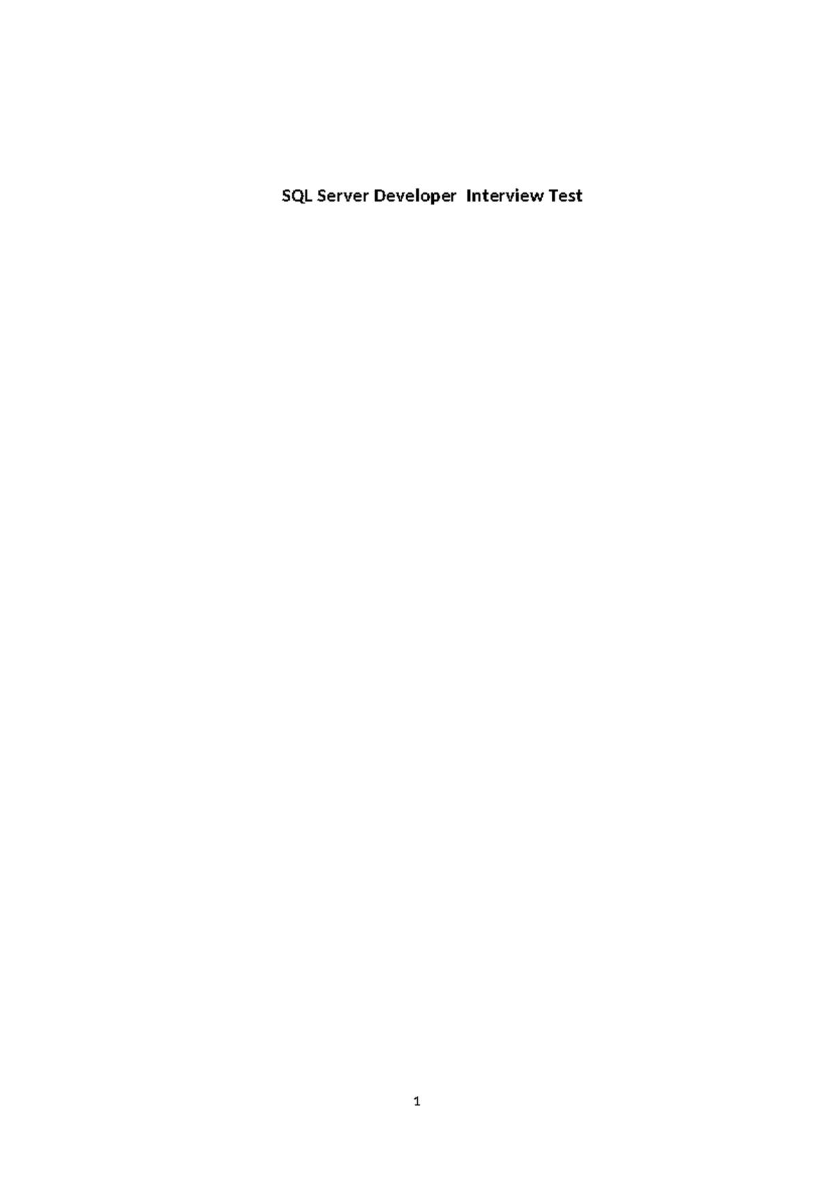 SQL Server Developer Interview Test: T-SQL Assessment Guide - Studocu