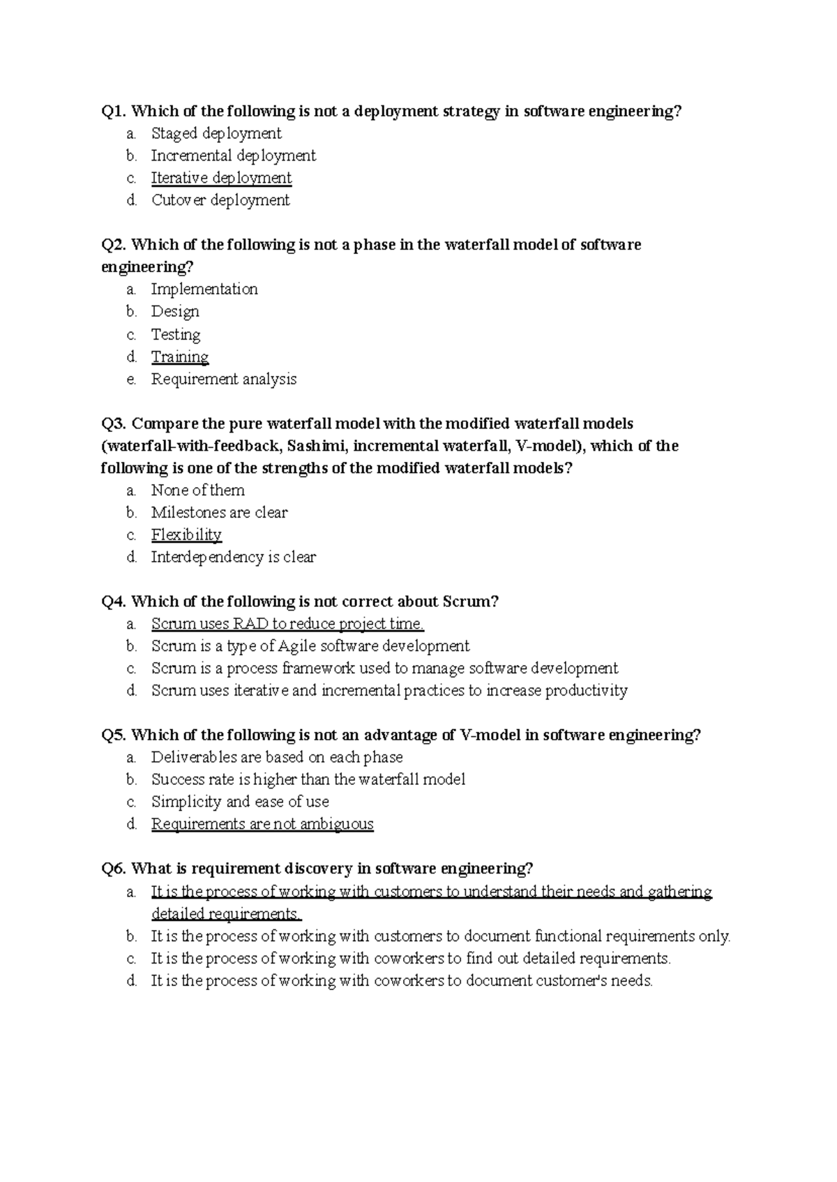 Software Practice Quiz: Key Concepts in Software Engineering - Studocu