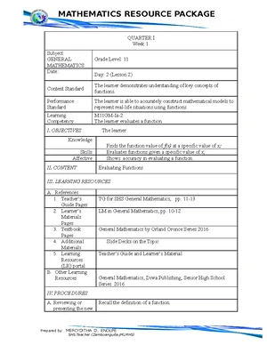 Gen Math - Week 1 - Gen Math Week 1 Activity - BSED Math - Part 1 ...