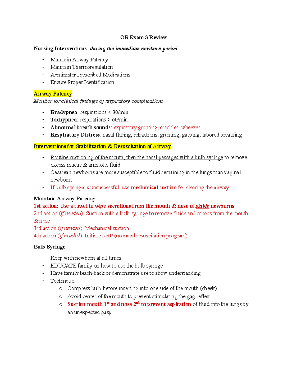 OB Exam 3 Review - Most tested and important content highlighted - OB ...