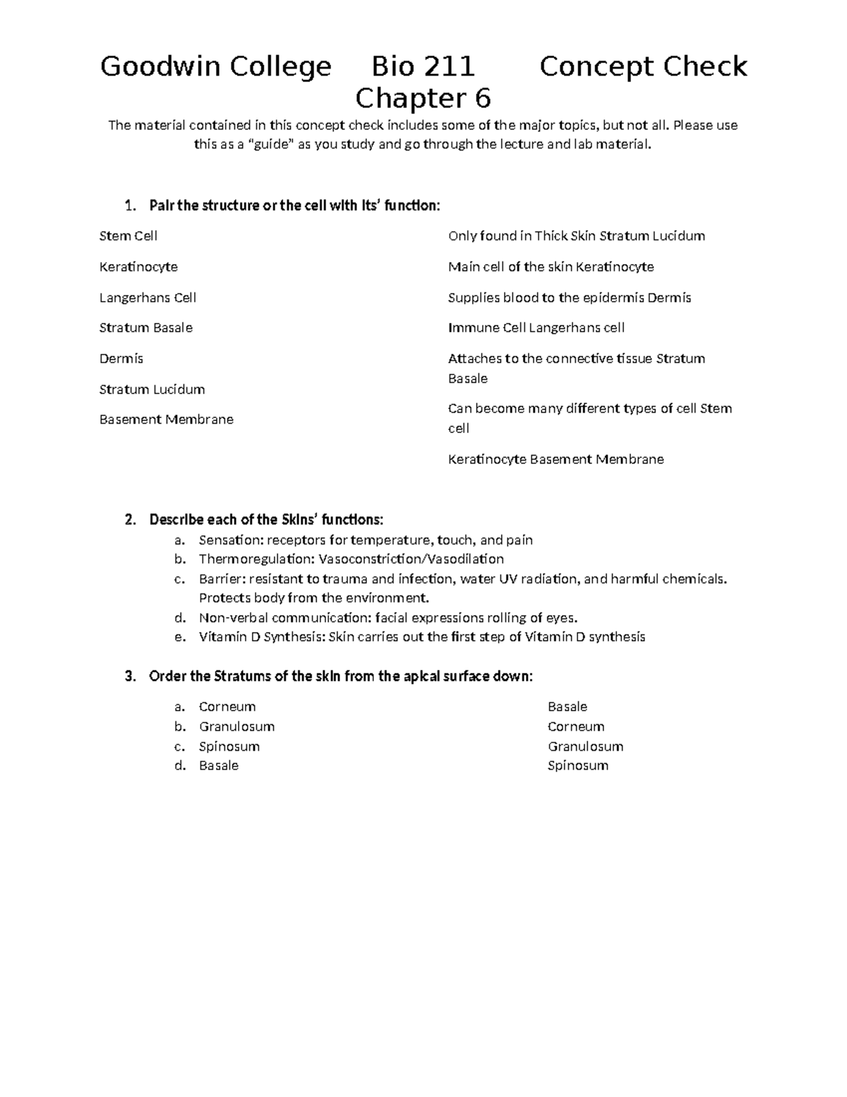 Concept Check for Chapter 6 - Biology 2024: Major Topics Guide - Studocu