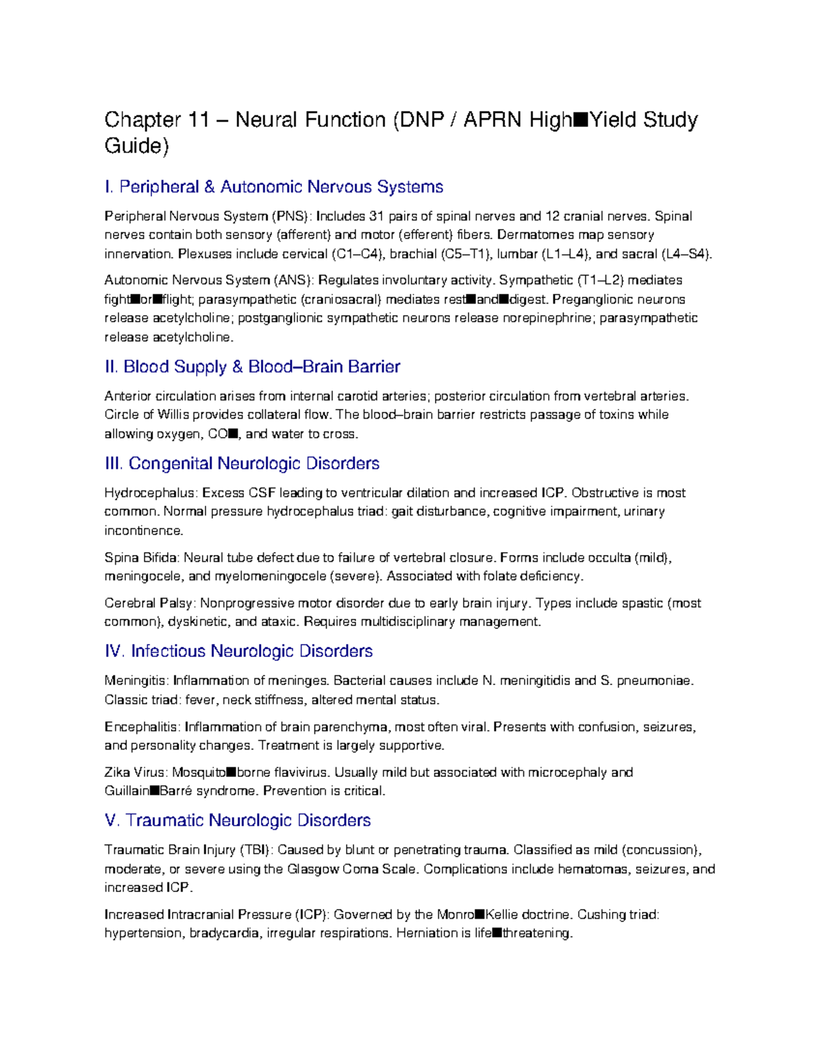 Chapter 11: Neural Function Overview (DNP APRN Study Guide) - Studocu