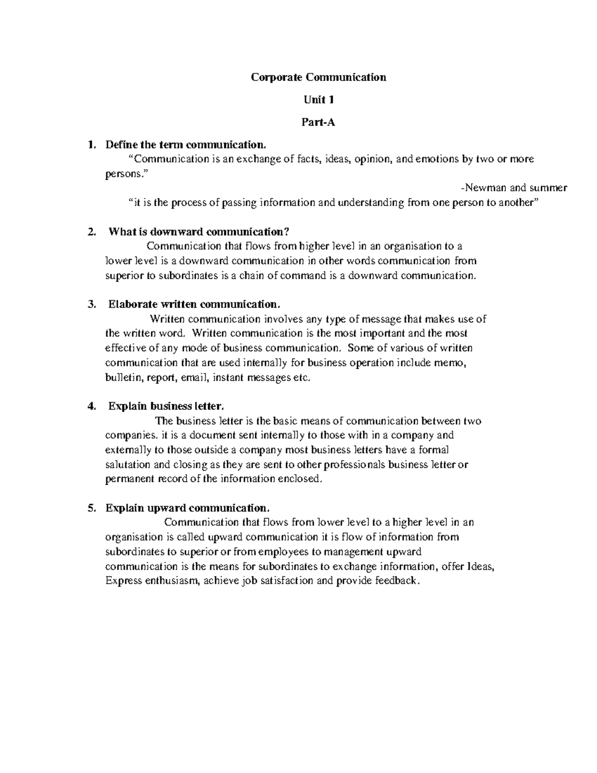 Corporate Communication Unit 1: Key Concepts and Processes - Studocu