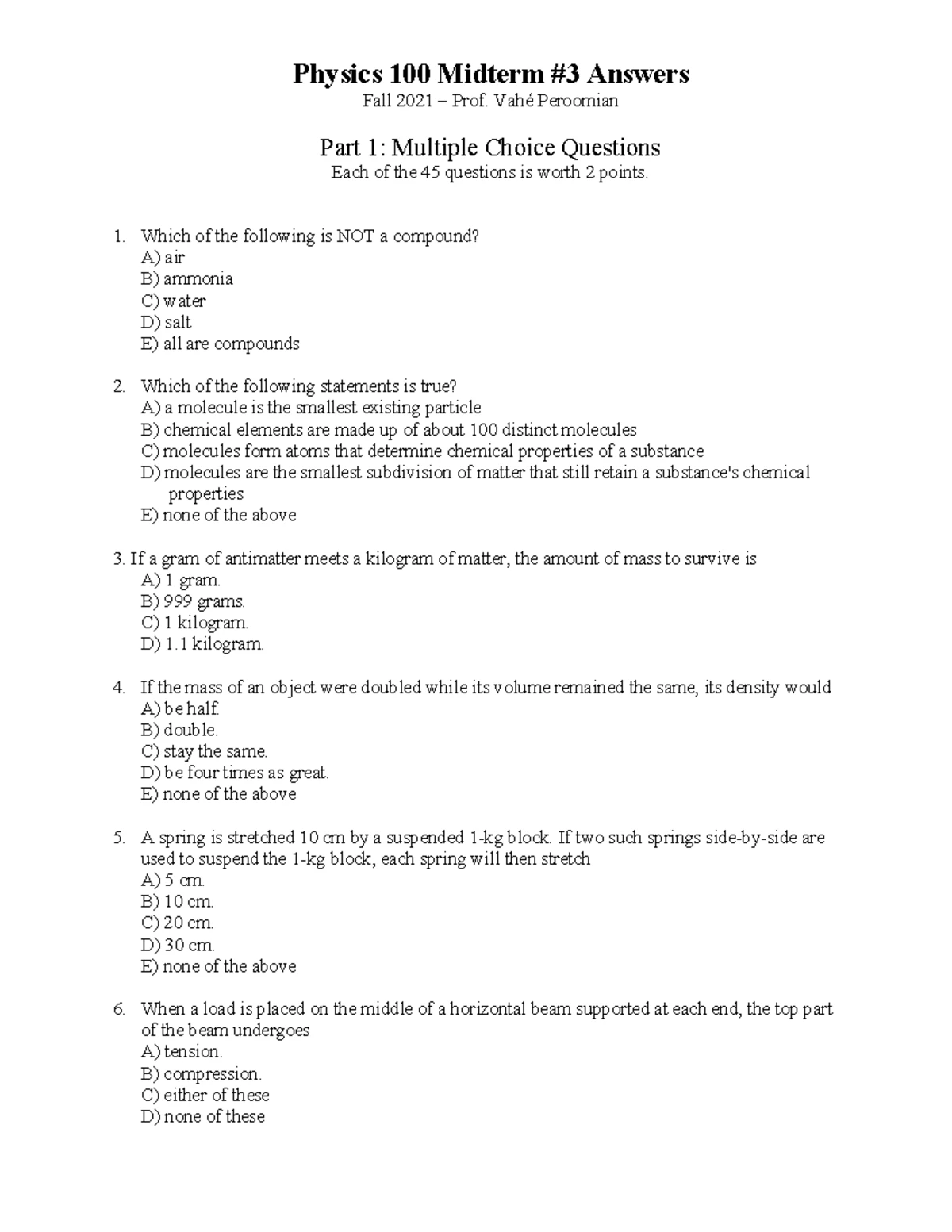 Physics 100 Fall 2024 Final Exam Review Answers and Explanations - Studocu