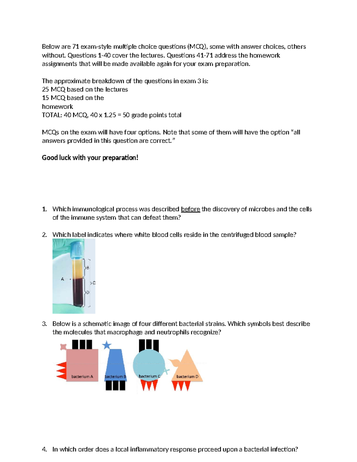 MIC 301 Spring 25 Test 3 MCQ Study Guide - Studocu