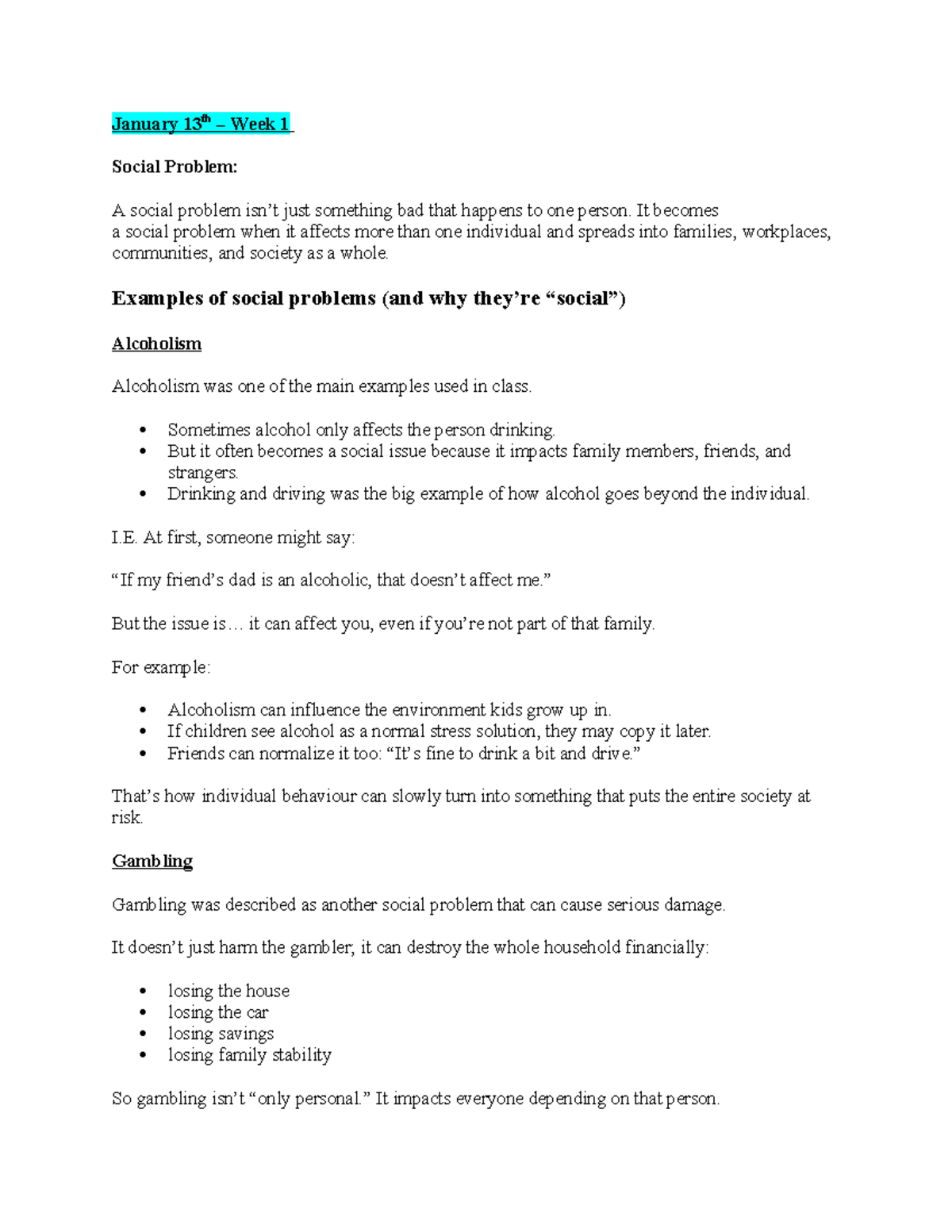 Social Problems Overview - SOC 101 - Winter 2026 Lecture Notes - Studocu