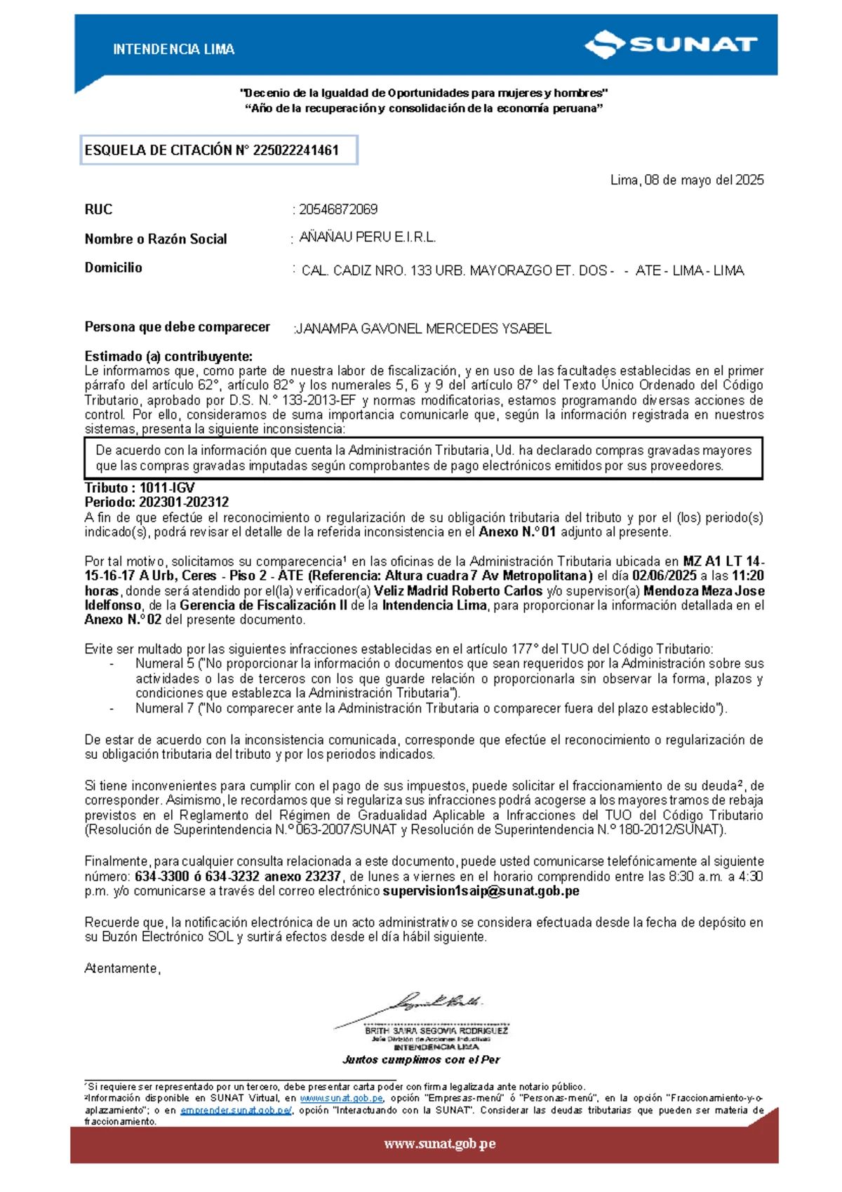 ANEXO 02: Documentación Requerida para la Revisión SUNAT 2025 - Studocu