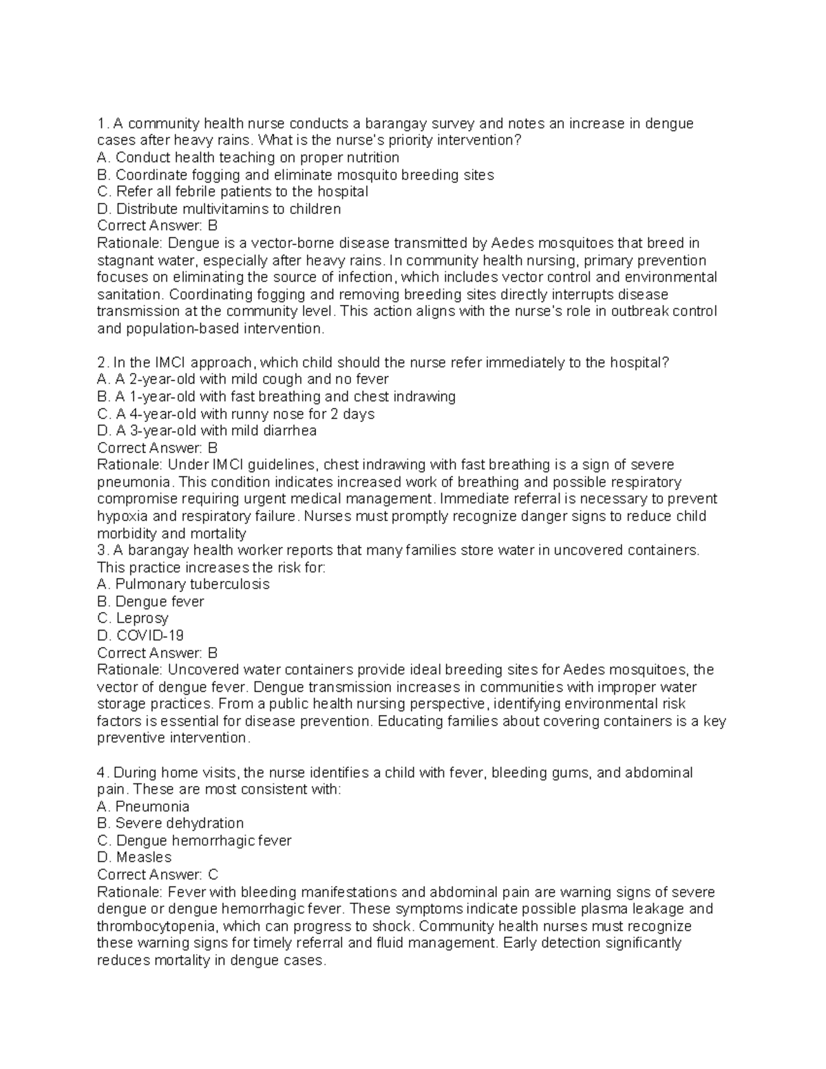 NS 1 Quiz 2: Dengue and Communicable Disease Control Answers and ...