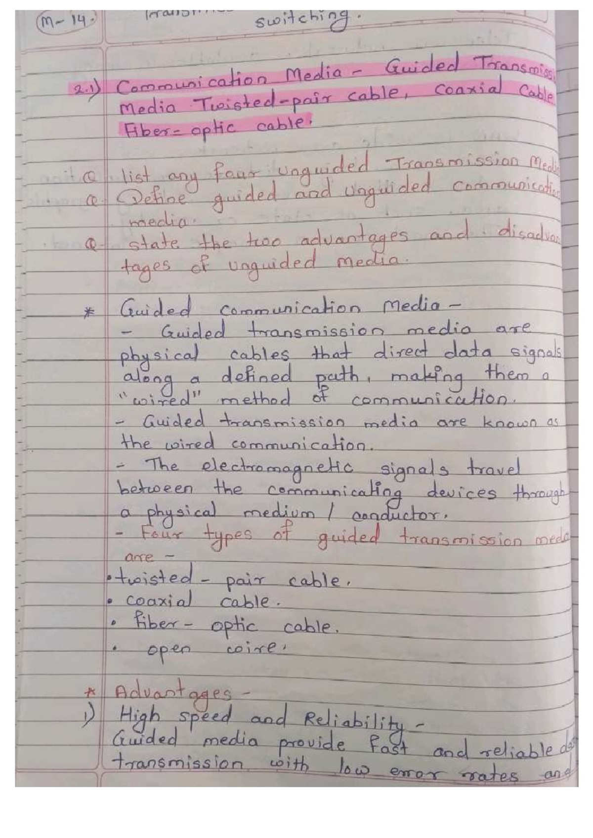 Unit 2 DCN Notes: Guided & Unguided Communication Media - Studocu