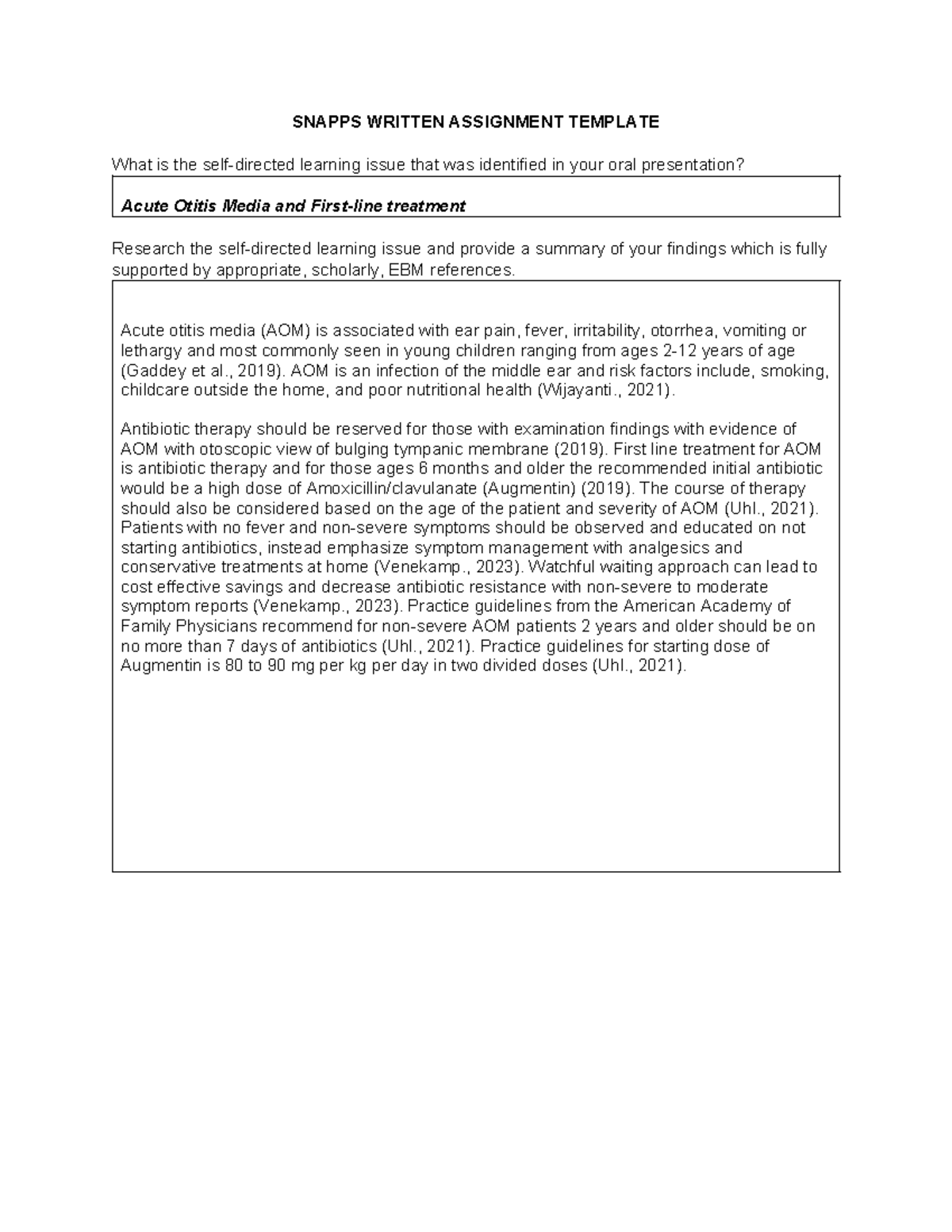 Week 3- Snapp Written Assignment - SNAPPS WRITTEN ASSIGNMENT TEMPLATE ...