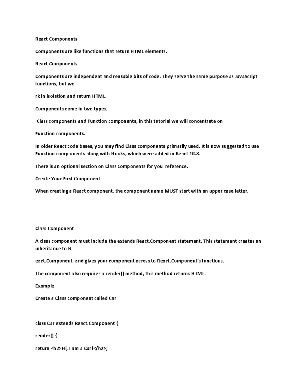 4React Components - Lecture Notes - React Components Components are ...