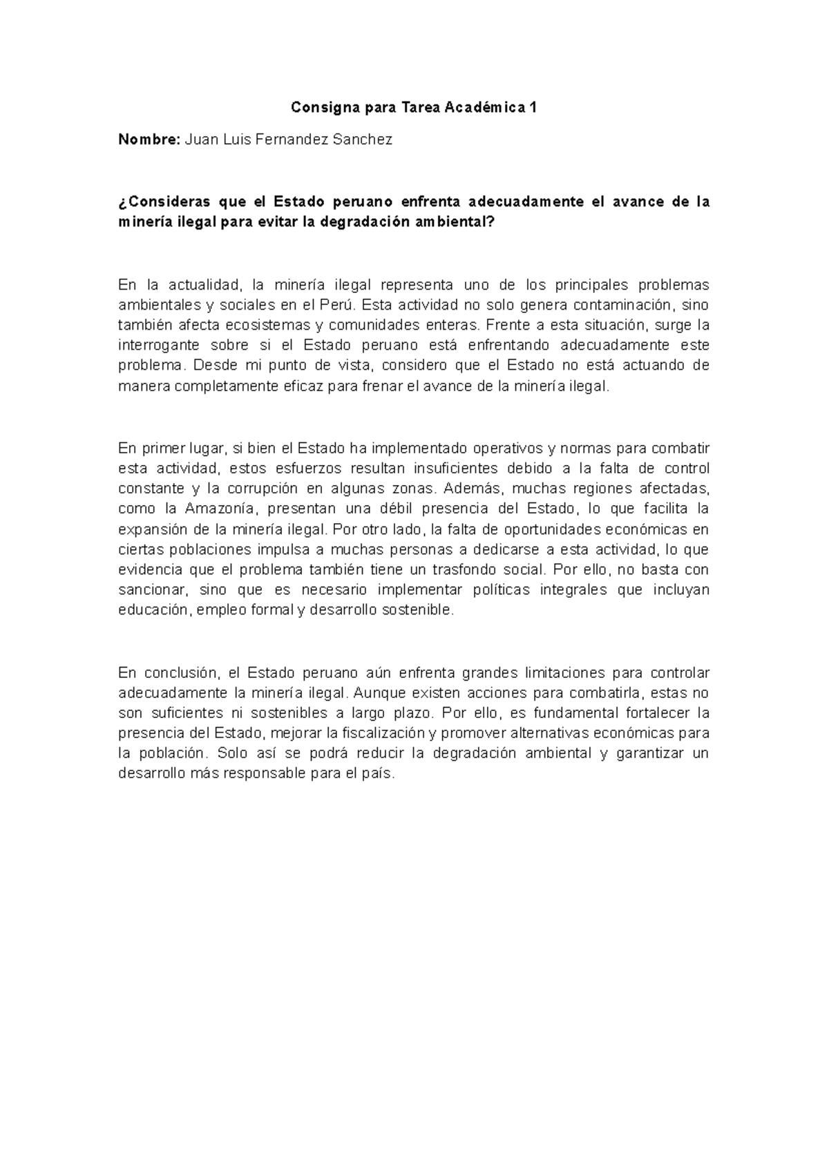 Tarea Académica 1: Análisis del Avance de la Minería Ilegal en Perú ...