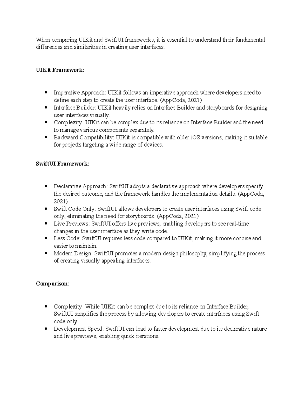 Discussion Forum 6: Comparing UIKit vs SwiftUI Frameworks in CS 4405 ...