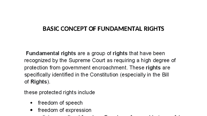 BASIC CONCEPTS OF FUNDAMENTAL RIGHTS: A Comprehensive Overview - Studocu