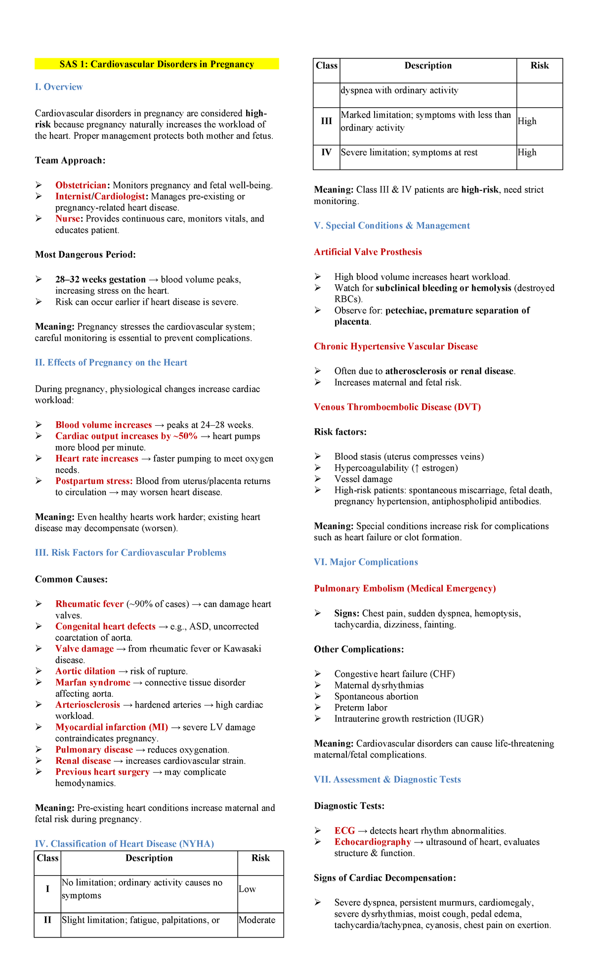 MCN LEC CFE 1: Cardiovascular Disorders in Pregnancy Overview - Studocu