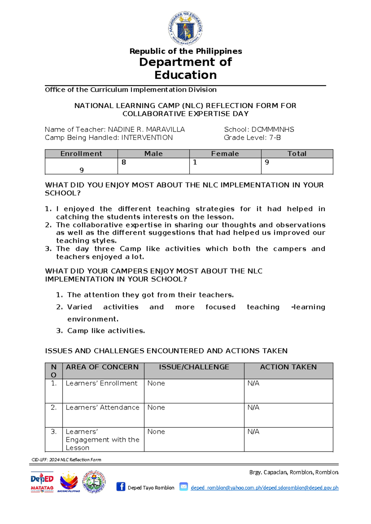 NLC-Re Flection- Final - Republic of the Philippines Department of ...