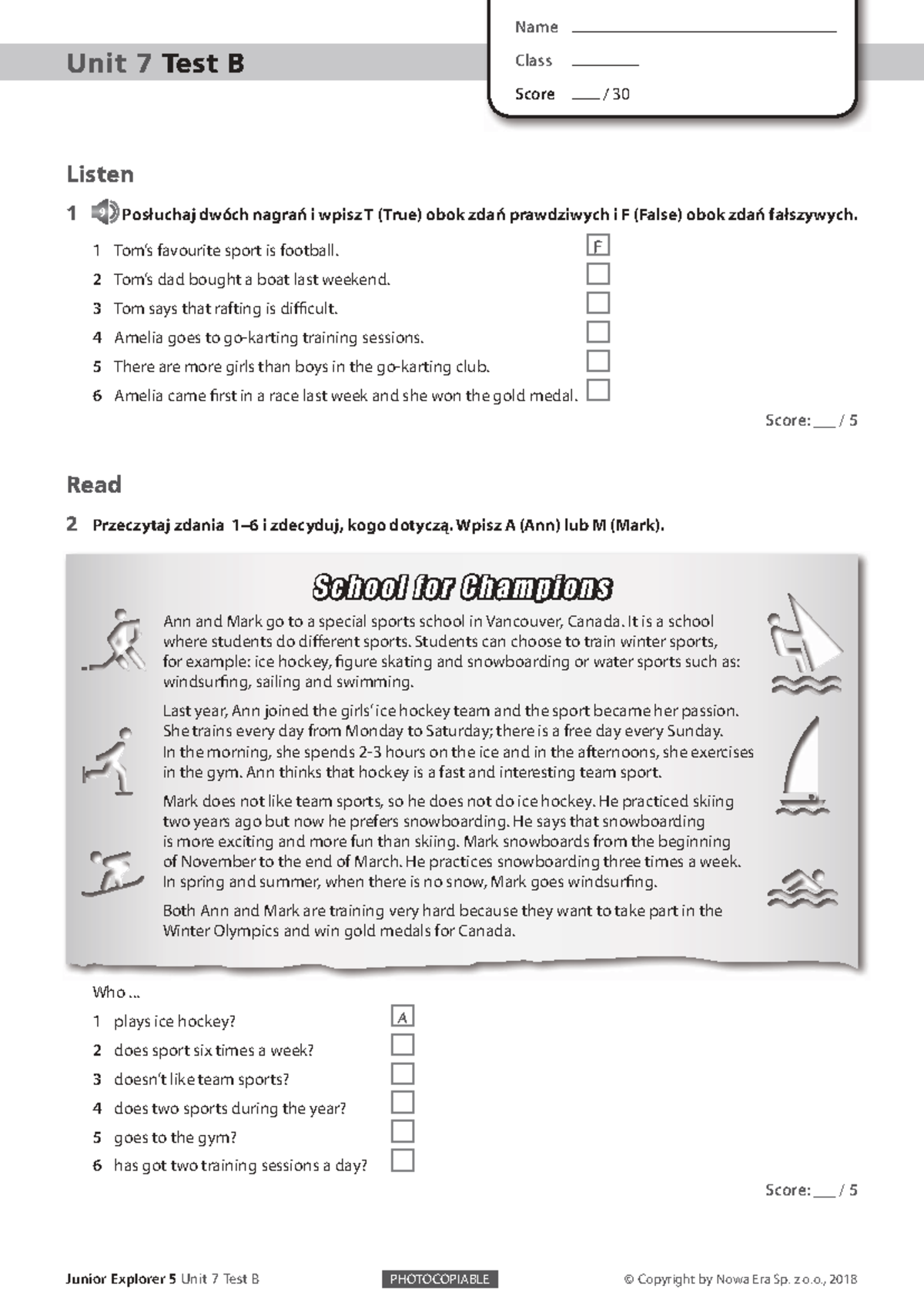 Unit 7 Test B - Listening and Grammar Assessment - Studocu