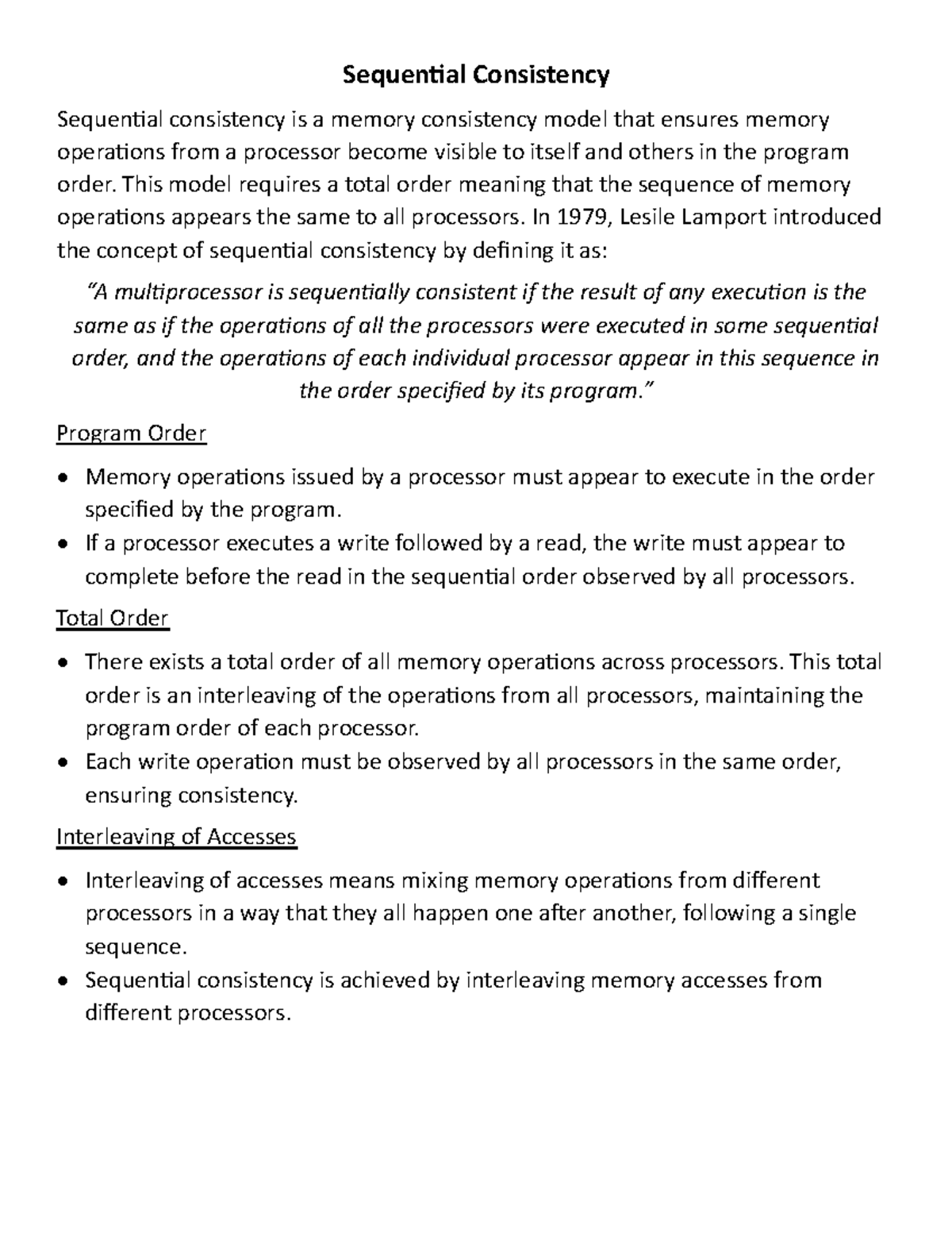 Sequential Consistency - Sequential Consistency Sequential consistency ...