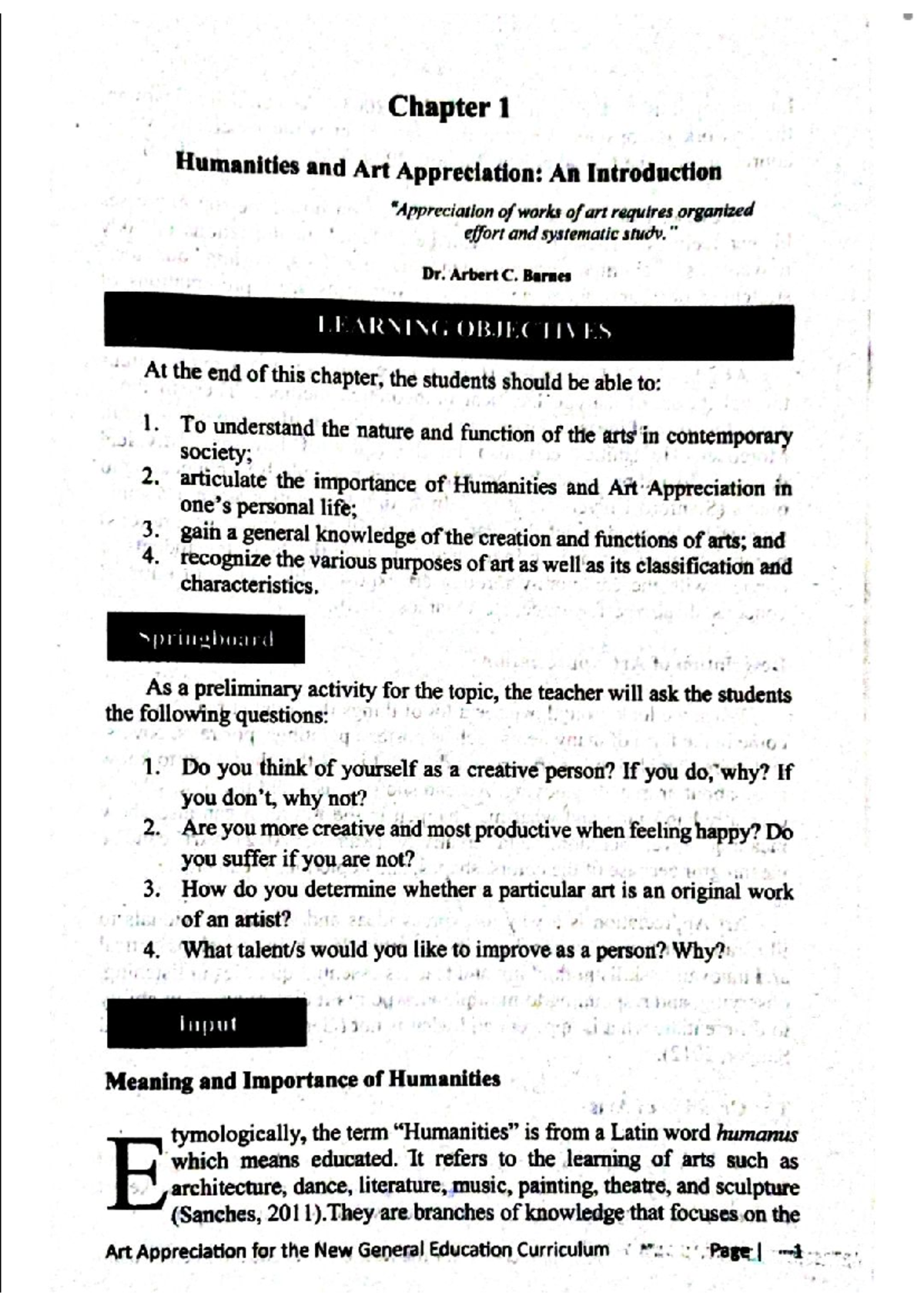 AH-112 Chapter-1 - hhffy - Chapter 1 Humanities and Art Appreciation ...